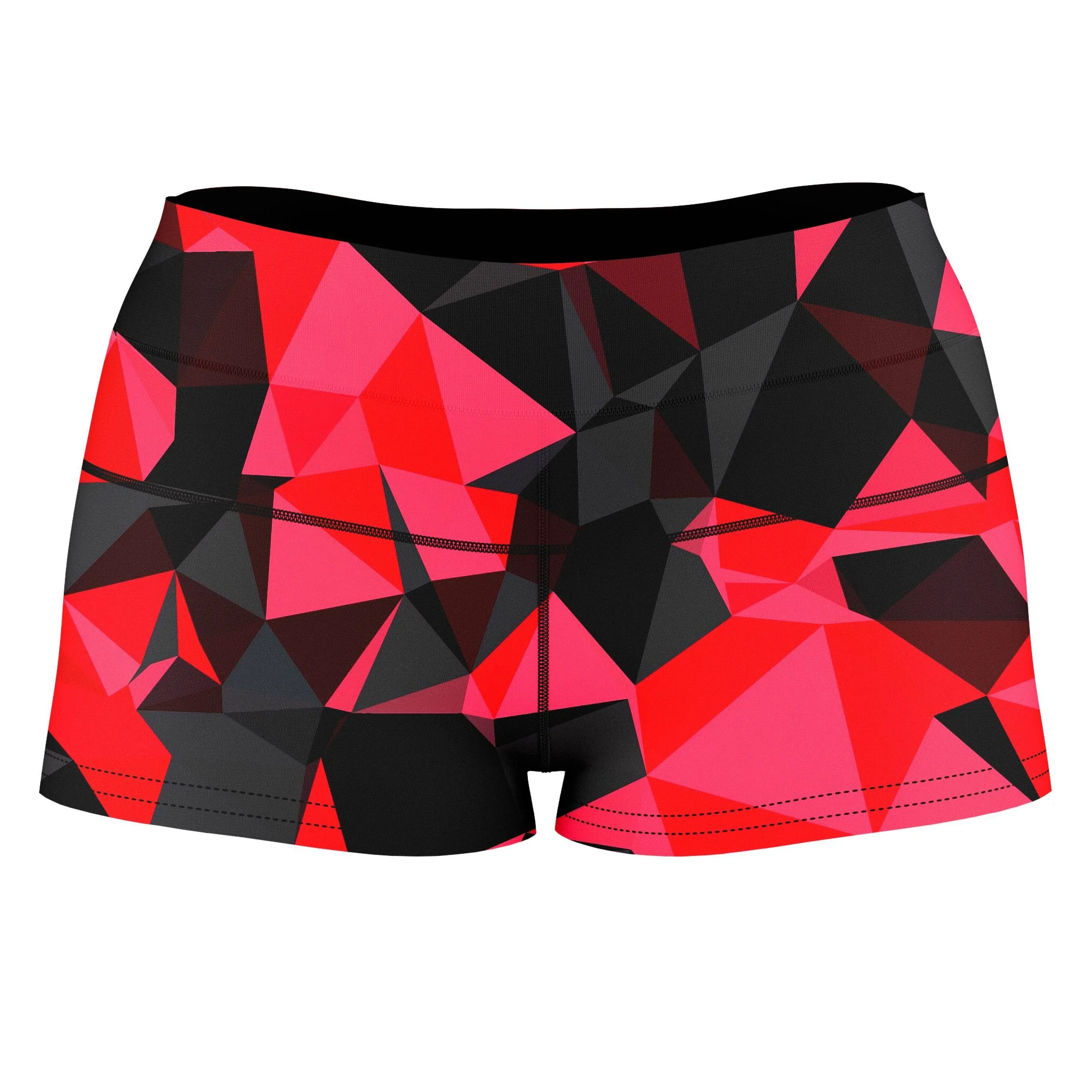 Red and Black Geo High-Waisted Women's Shorts sold by iEDM