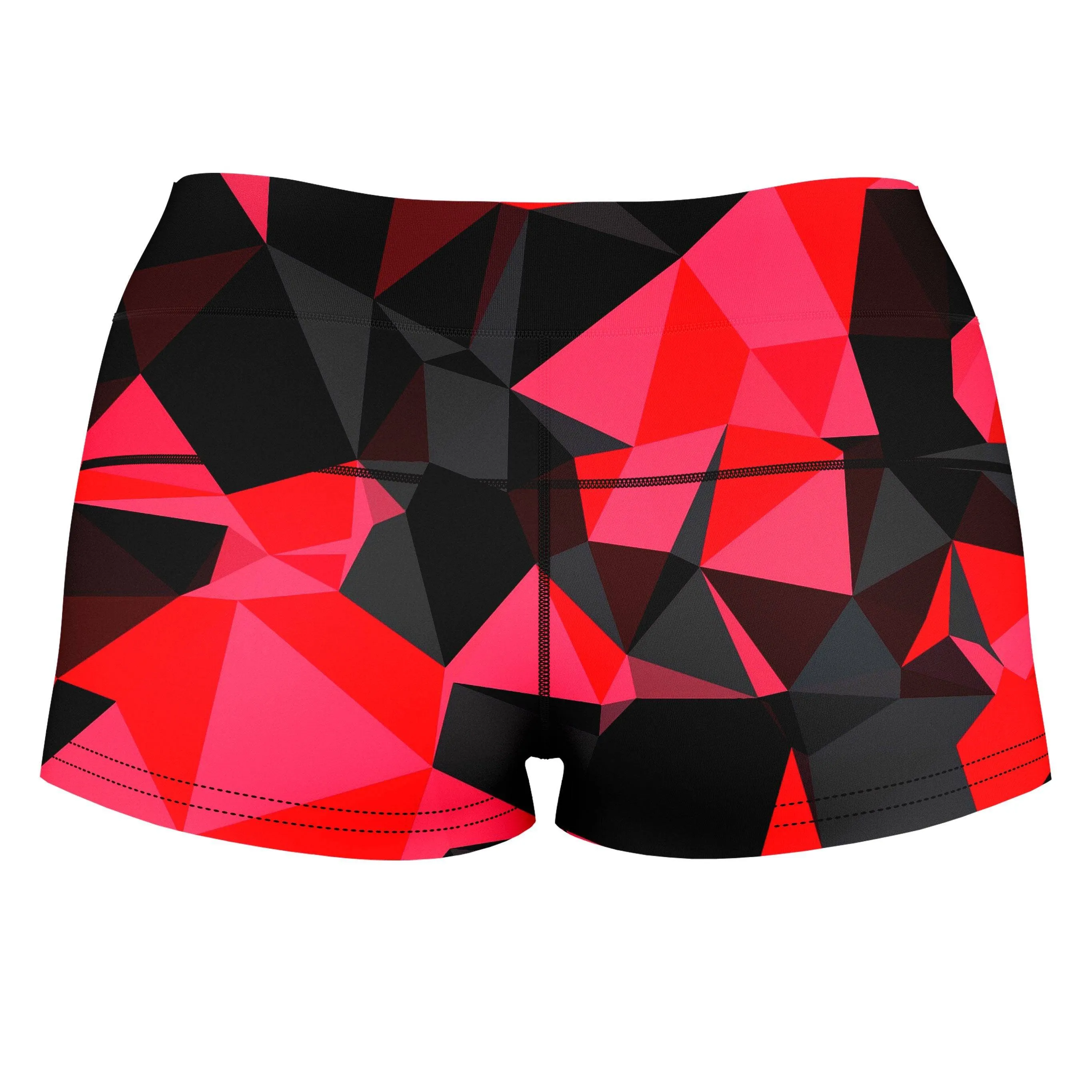 Red and Black Geo High-Waisted Women's Shorts sold by iEDM product image thumbnail 2