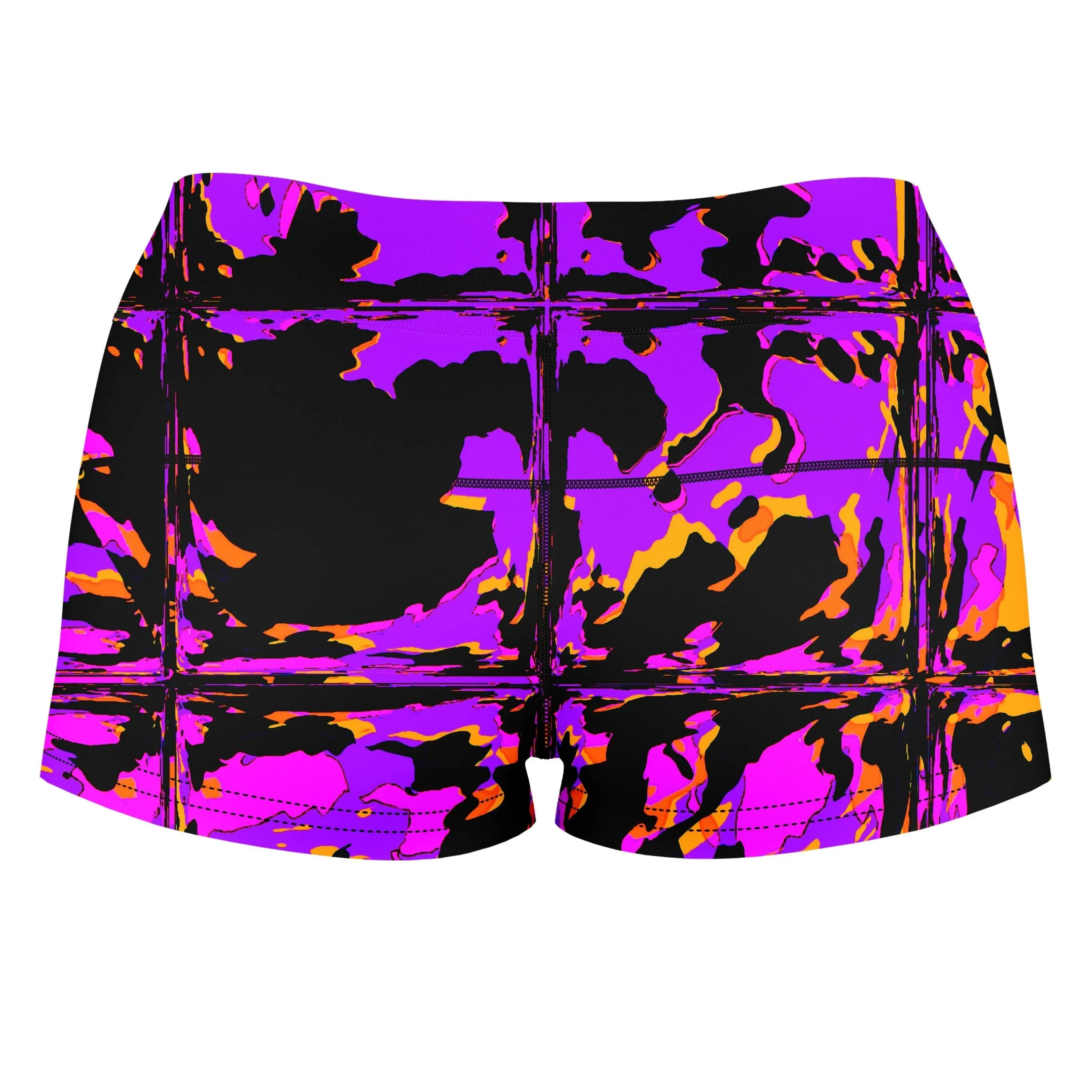 Purple Blackout Rave Glitch High-Waisted Women's Shorts sold by iEDM product image thumbnail 2