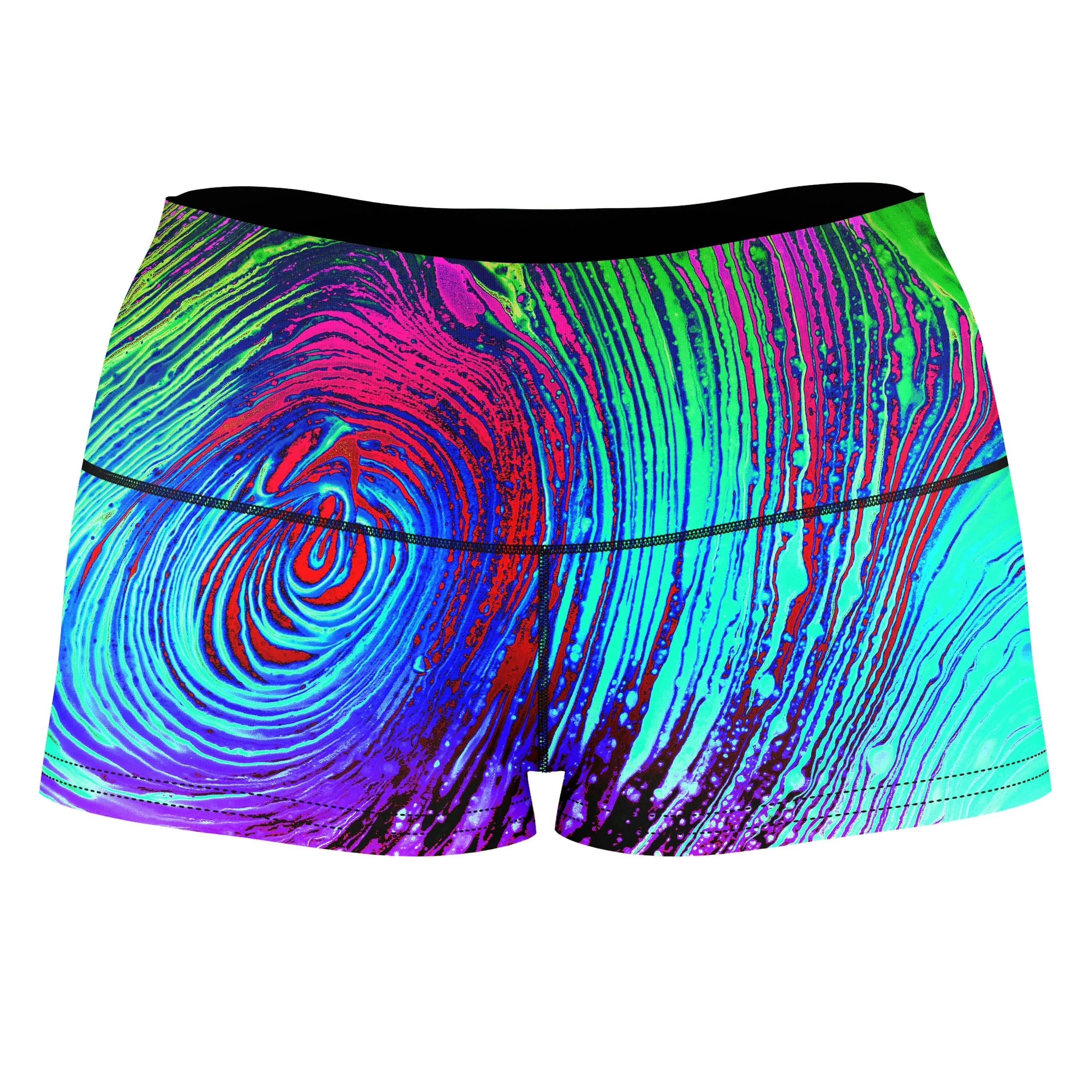 Rainbow Vortex High-Waisted Women's Shorts sold by iEDM