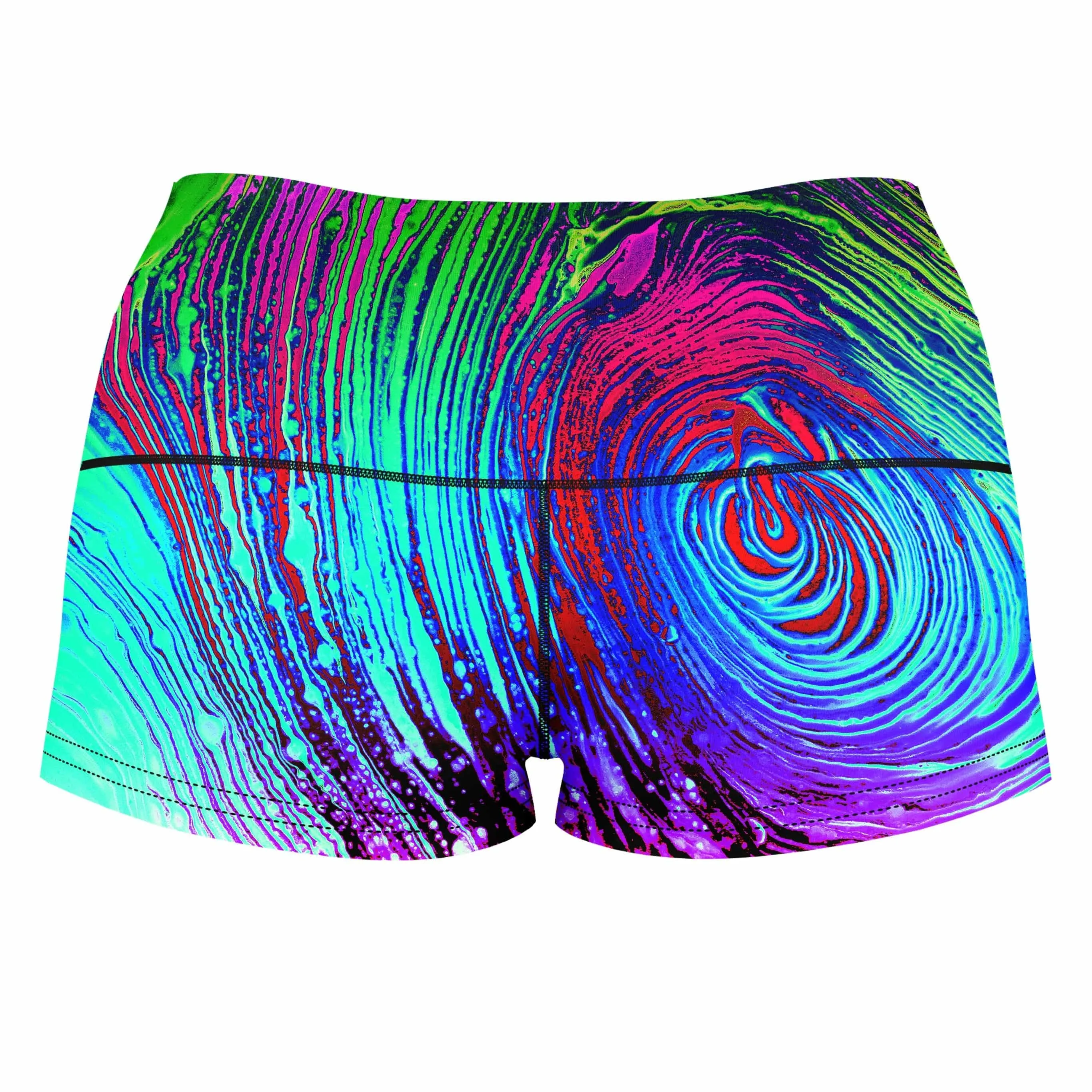 Rainbow Vortex High-Waisted Women's Shorts sold by iEDM product image thumbnail 2