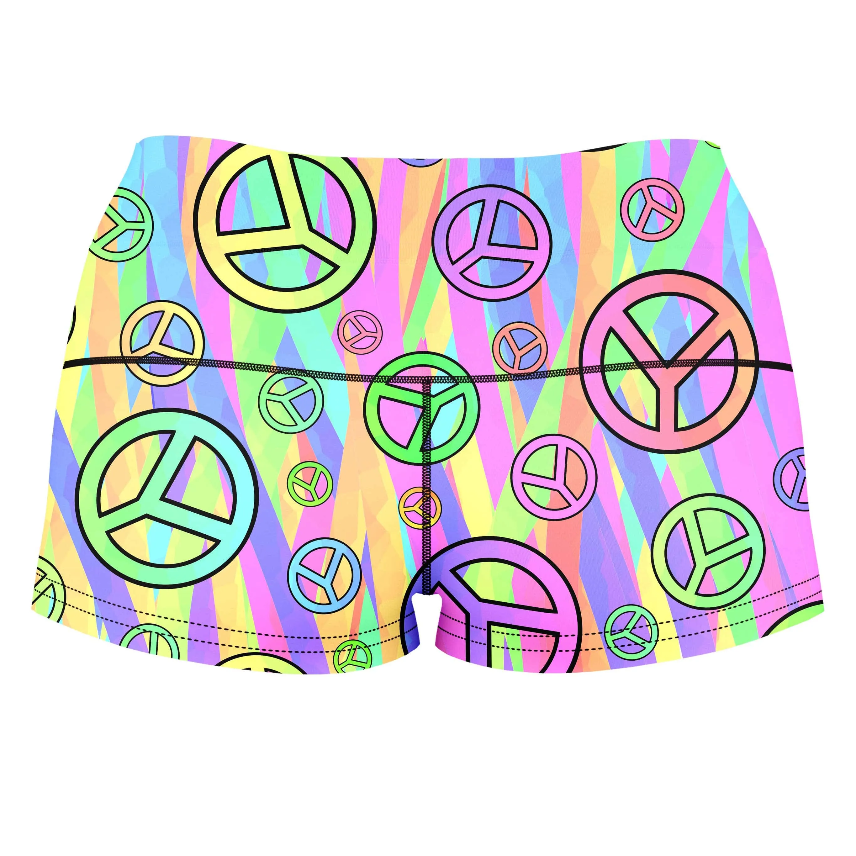 Retro Peace Symbol High-Waisted Women's Shorts sold by iEDM product image thumbnail 2