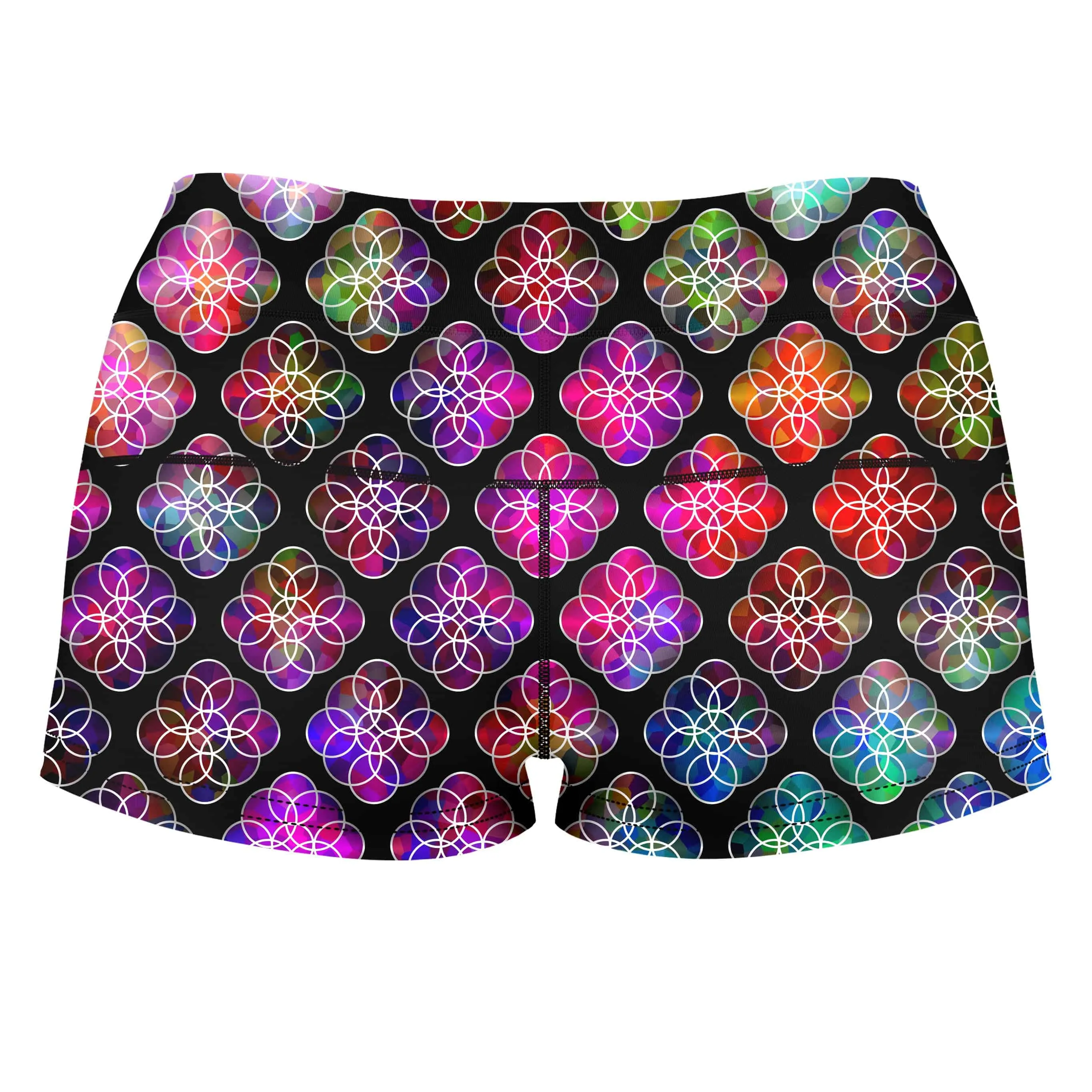 Rings of Color Pattern High-Waisted Women's Shorts sold by iEDM product image thumbnail 2