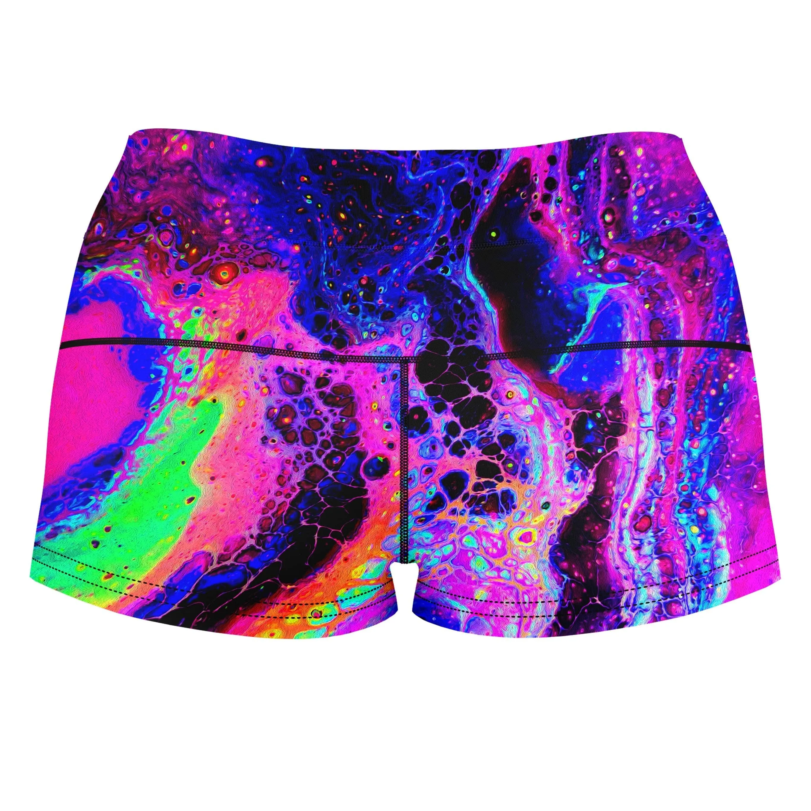Psychedelic Radiation High-Waisted Women's Shorts sold by iEDM product image thumbnail 2