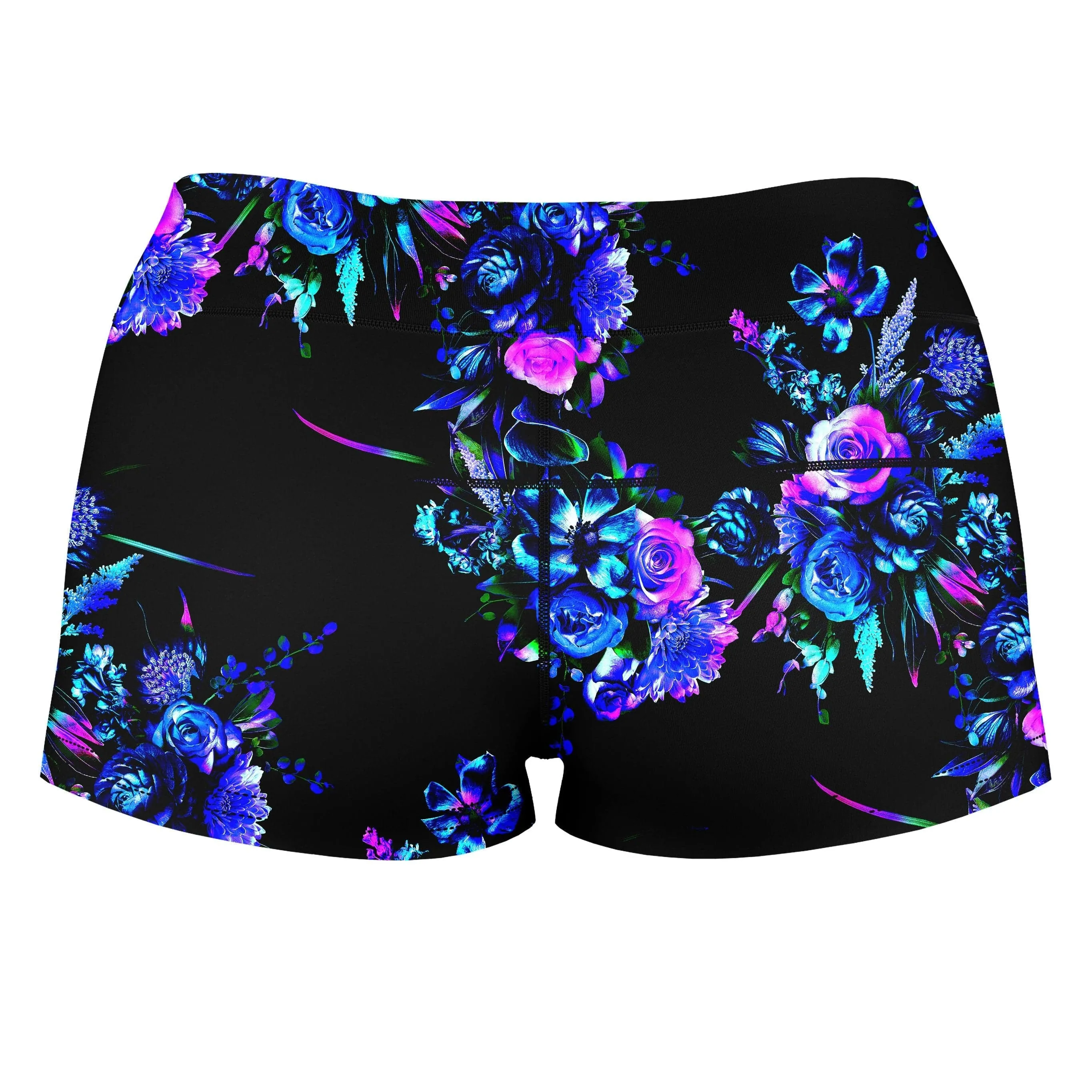 Midnight Garden High-Waisted Women's Shorts sold by iEDM product image thumbnail 2