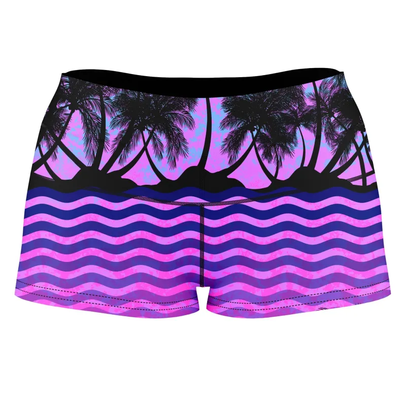 Paradise Palm Trees High-Waisted Women's Shorts sold by iEDM
