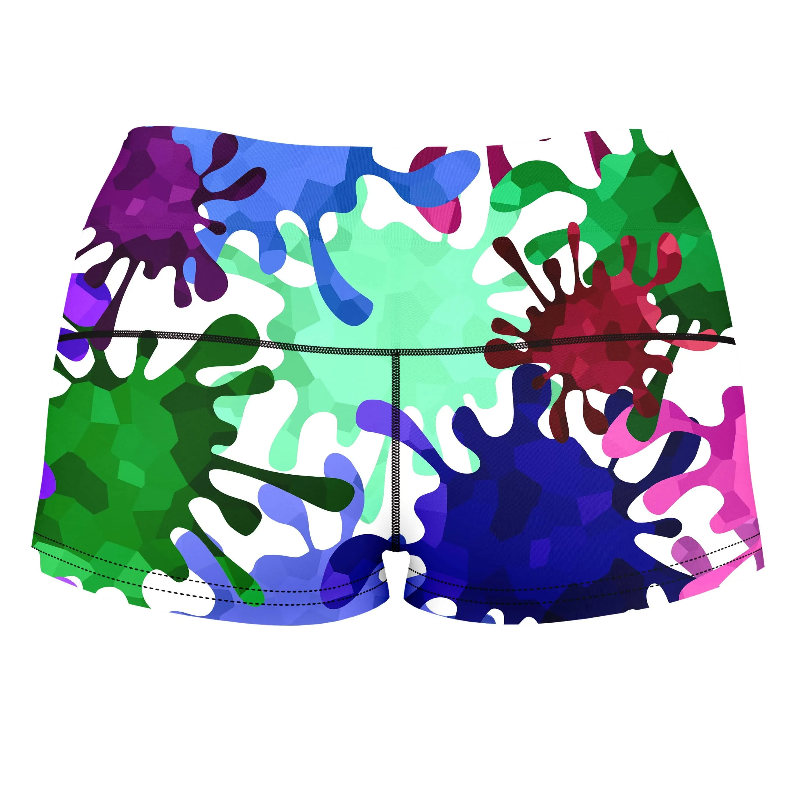 Neon Paint Splatter High-Waisted Women's Shorts sold by iEDM product image thumbnail 2