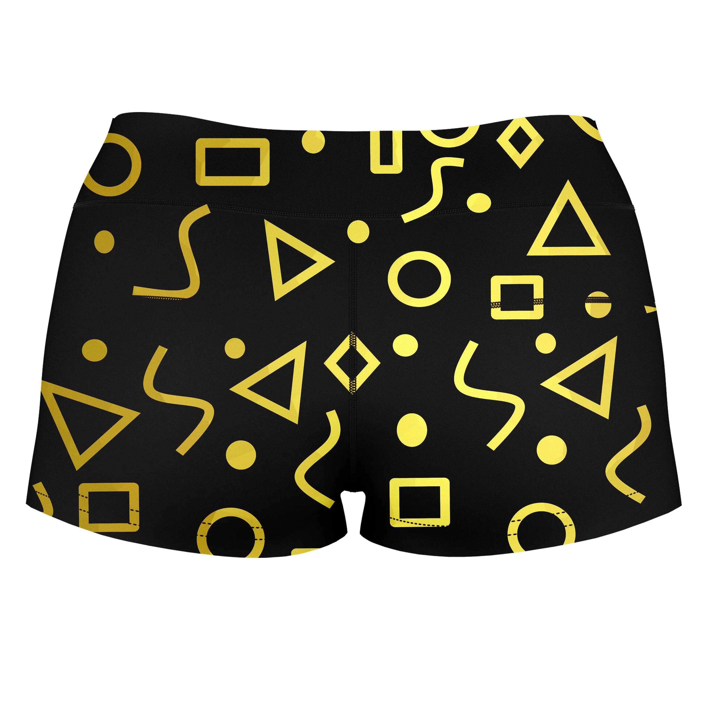 Mod Gold Shapes High-Waisted Women's Shorts sold by iEDM product image thumbnail 2