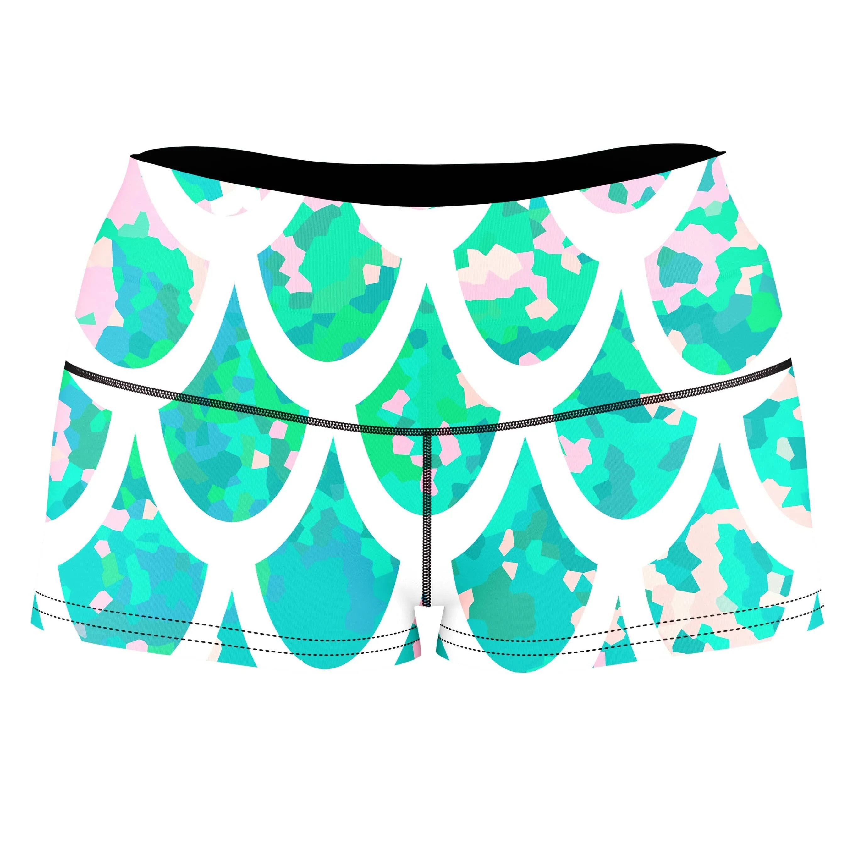 Mermaid Scales White High-Waisted Women's Shorts sold by iEDM