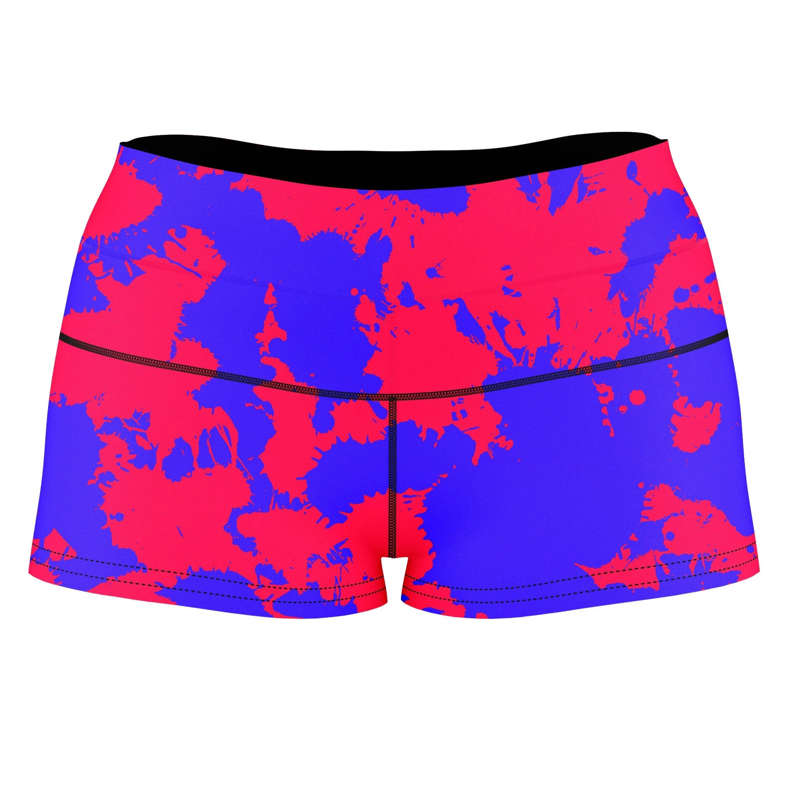 Pink and Violet Paint Splatter High-Waisted Women's Shorts sold by iEDM