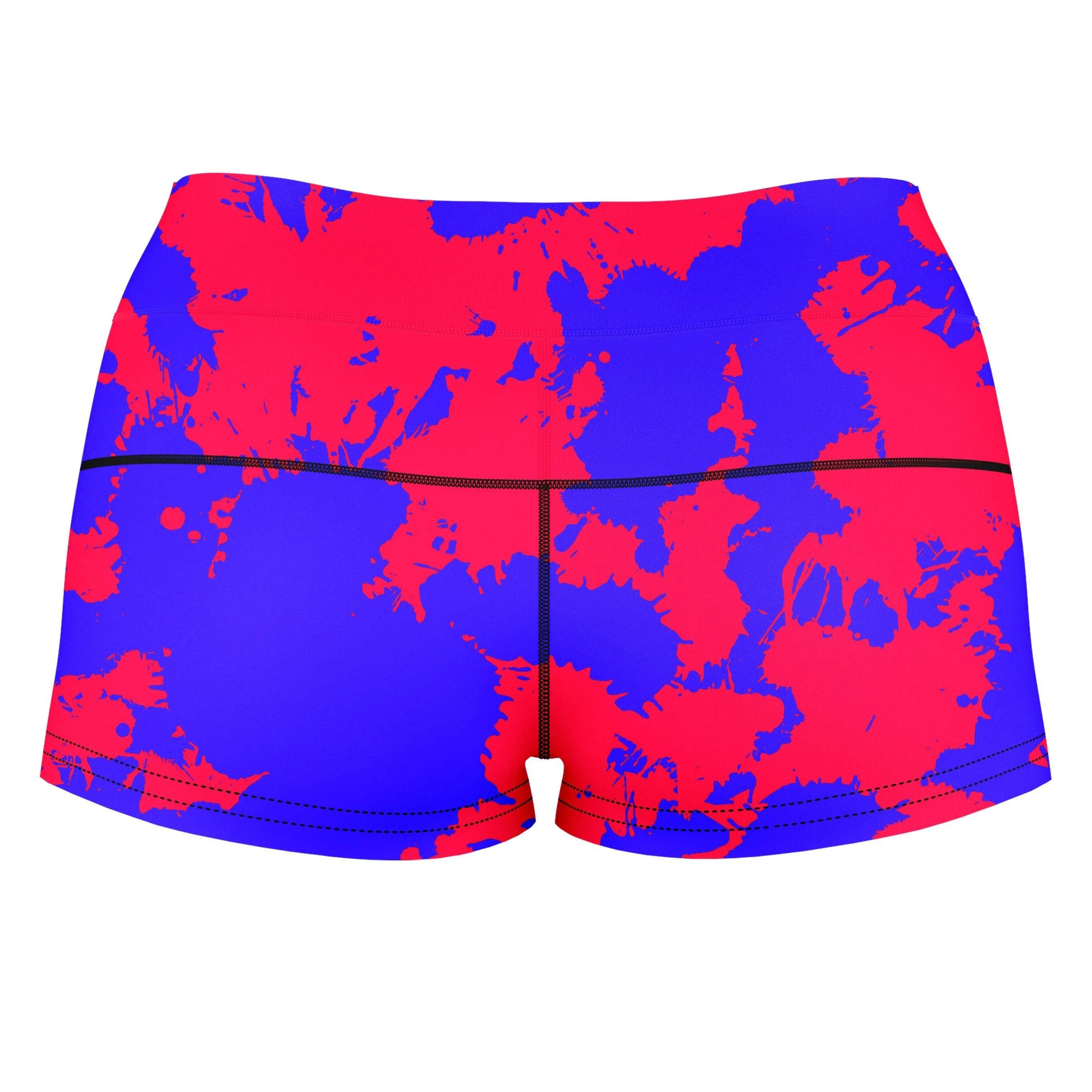 Pink and Violet Paint Splatter High-Waisted Women's Shorts sold by iEDM product image thumbnail 2