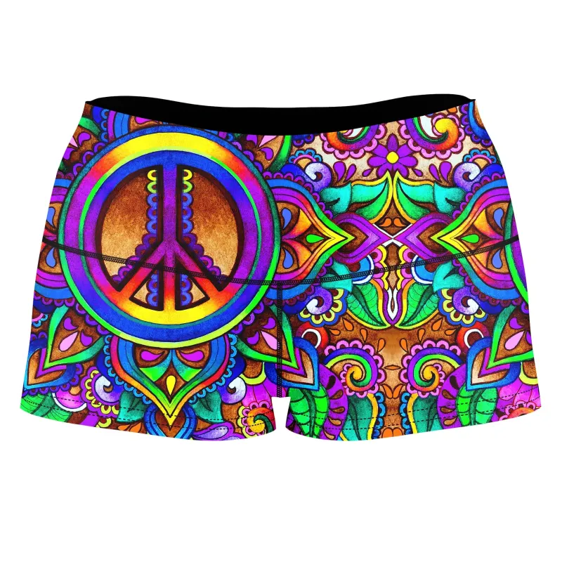 Peace Stock High-Waisted Women's Shorts sold by iEDM