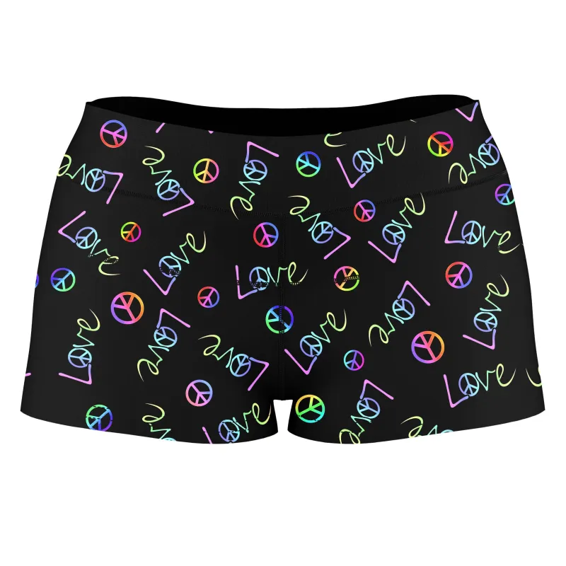 Peace and Love High-Waisted Women's Shorts sold by iEDM