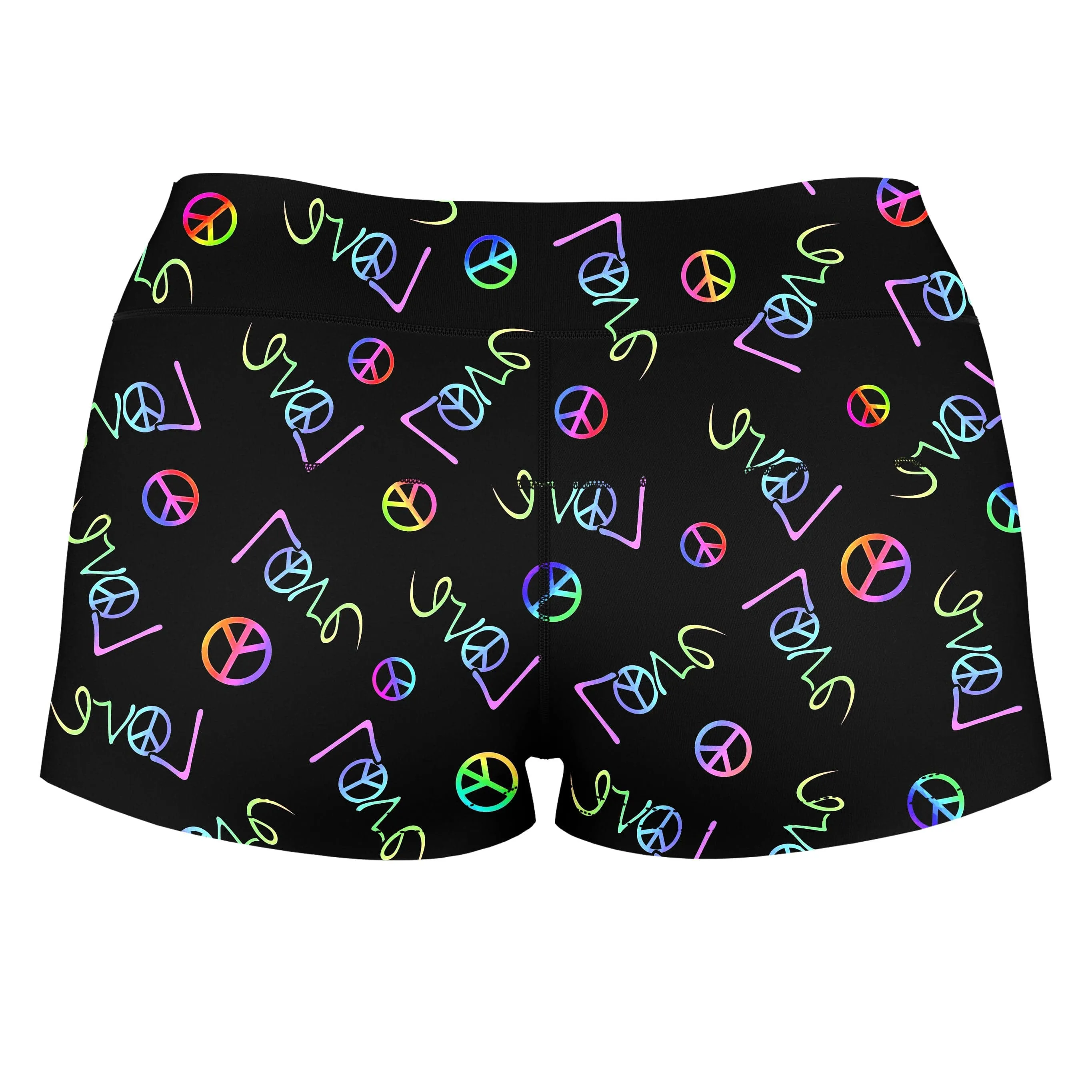 Peace and Love High-Waisted Women's Shorts sold by iEDM product image thumbnail 2
