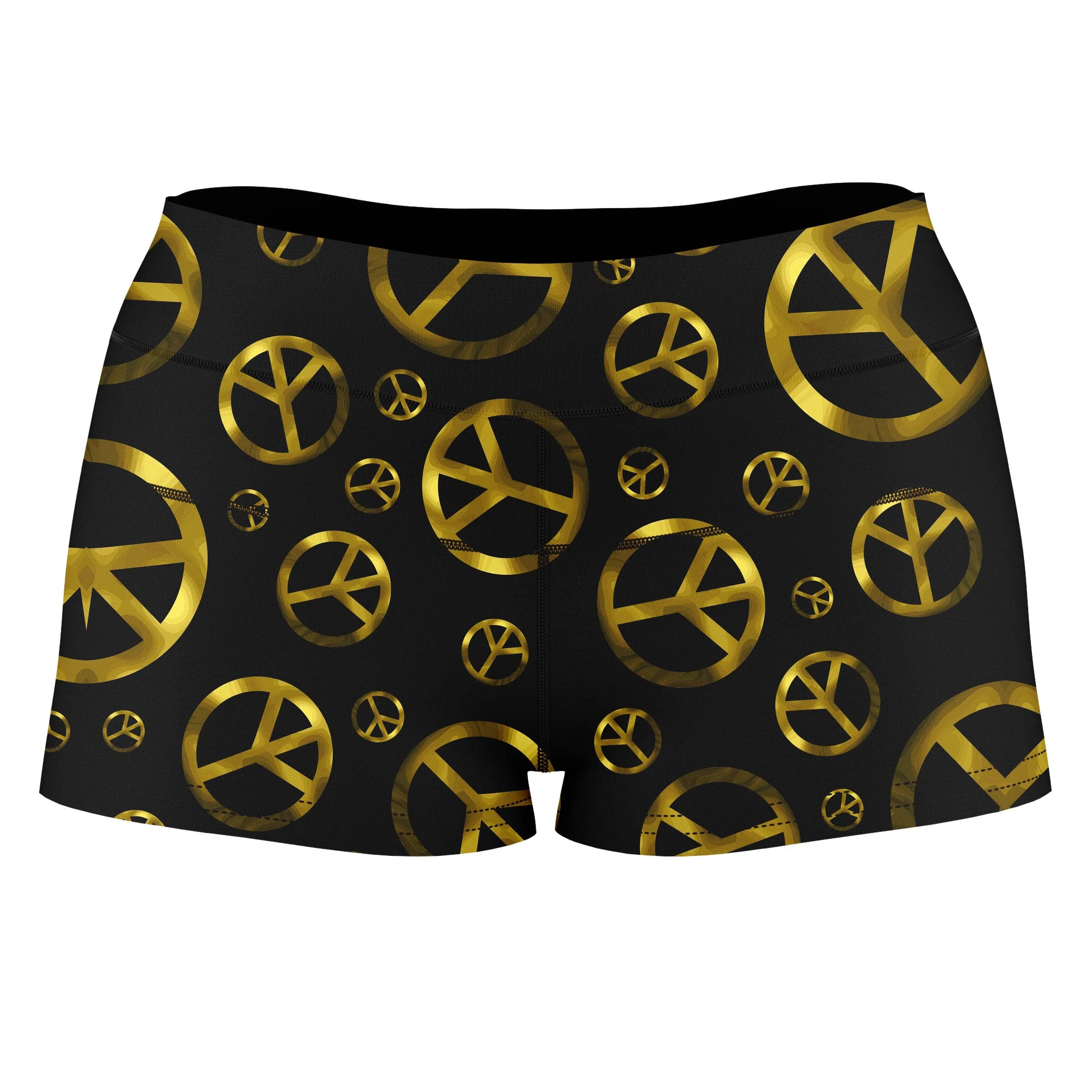Peace Sign Gold High-Waisted Women's Shorts sold by iEDM