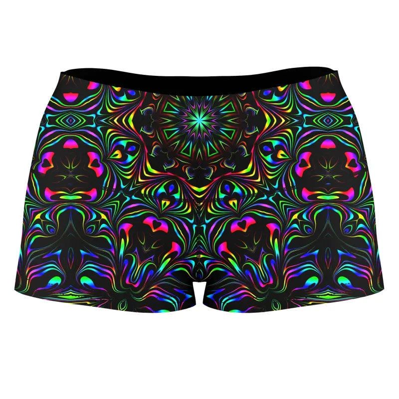 Kaleidoscope Eyes High-Waisted Women's Shorts sold by iEDM