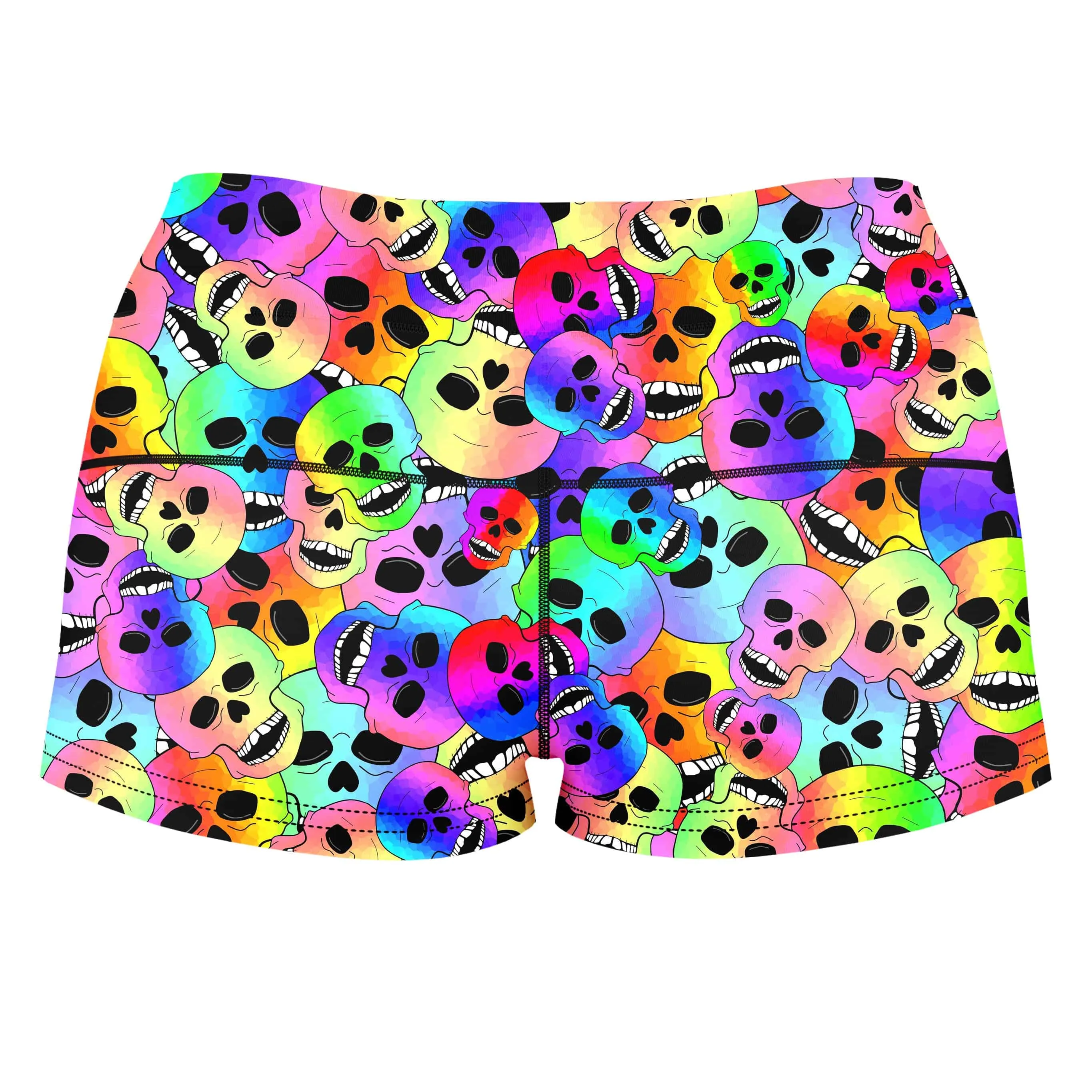 Happy Skulls High-Waisted Women's Shorts sold by iEDM product image thumbnail 2