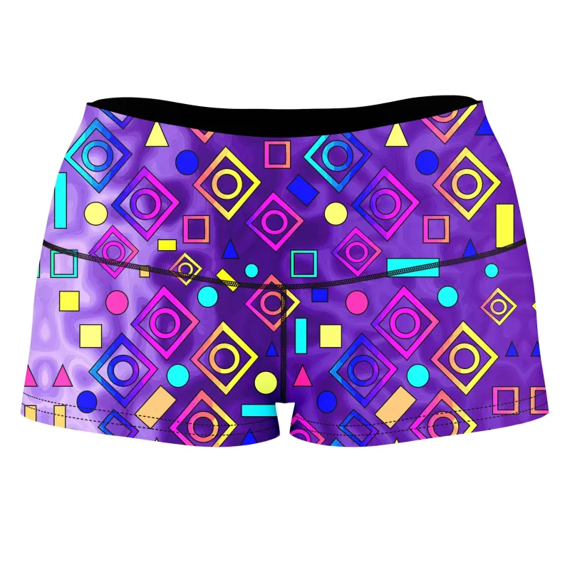 Geometric On Purple High-Waisted Women's Shorts sold by iEDM