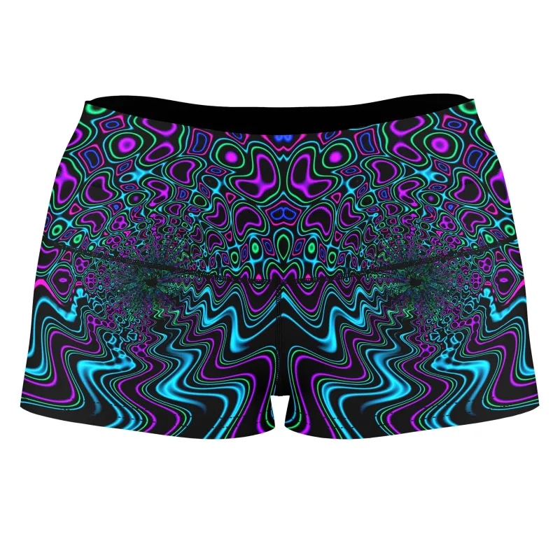 Fractal River High-Waisted Women's Shorts sold by iEDM