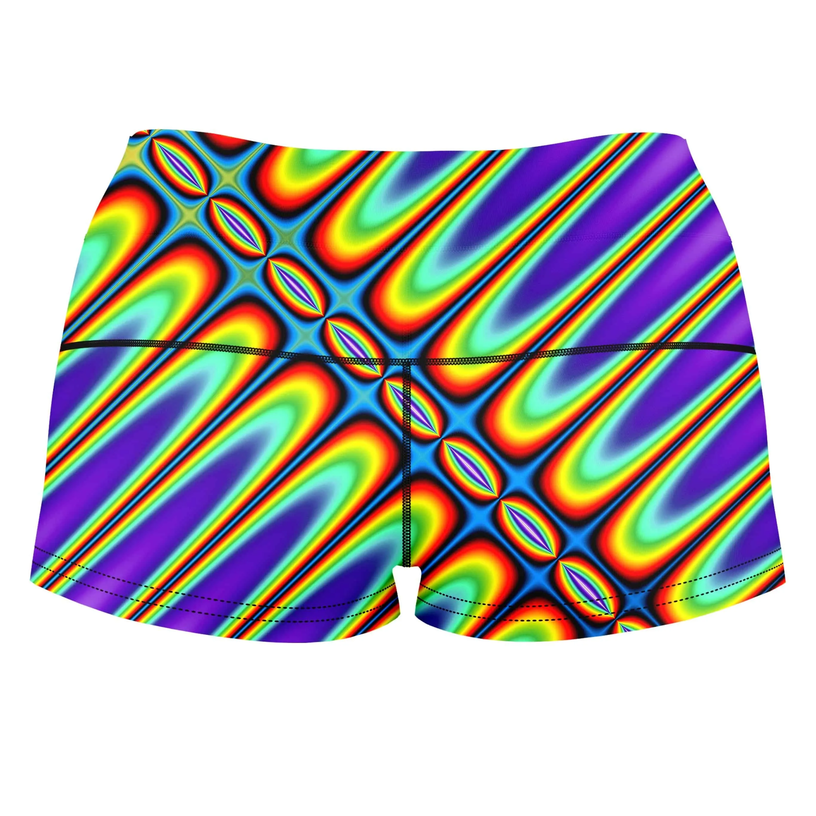 Fractal Groove High-Waisted Women's Shorts sold by iEDM product image thumbnail 2