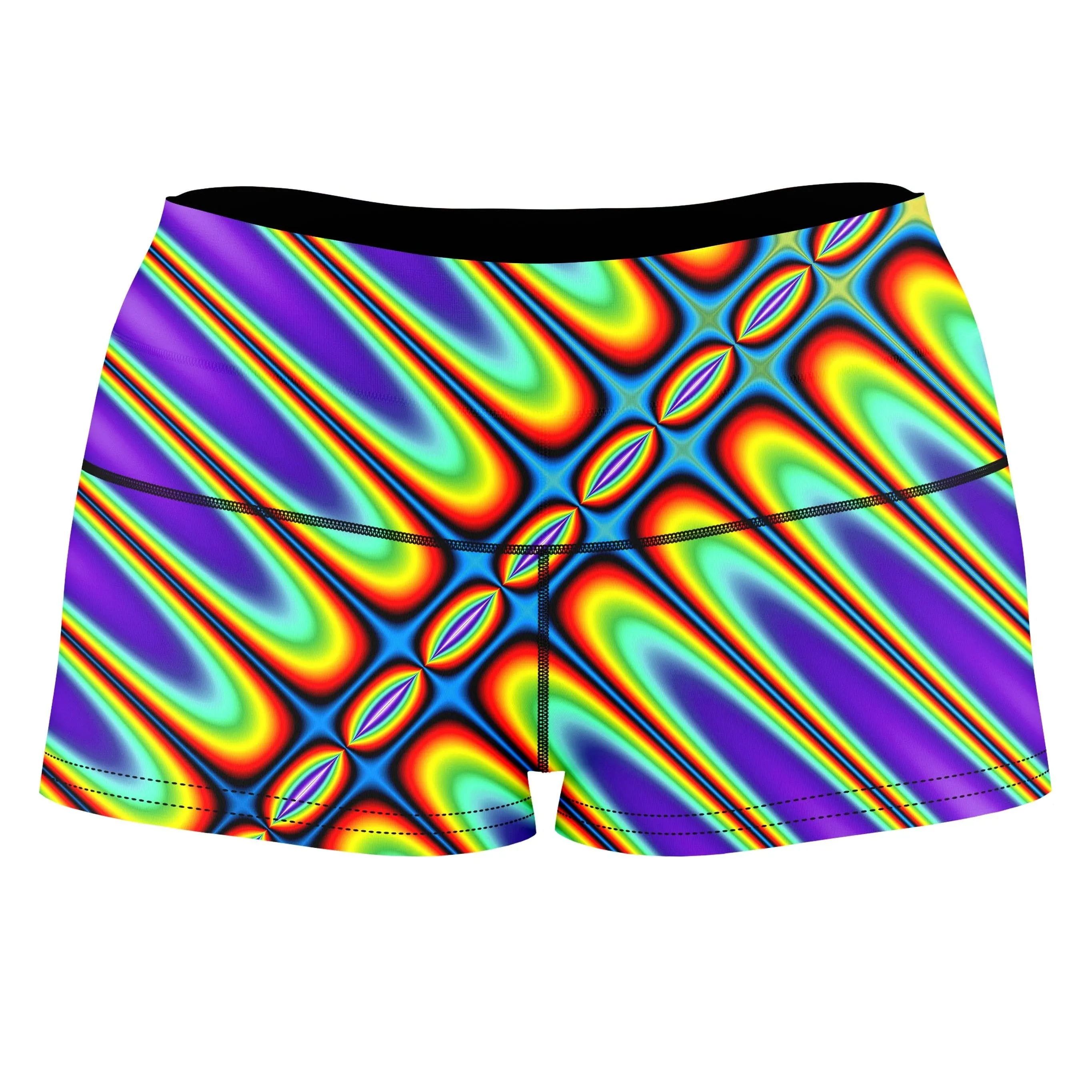 Fractal Groove High-Waisted Women's Shorts sold by iEDM