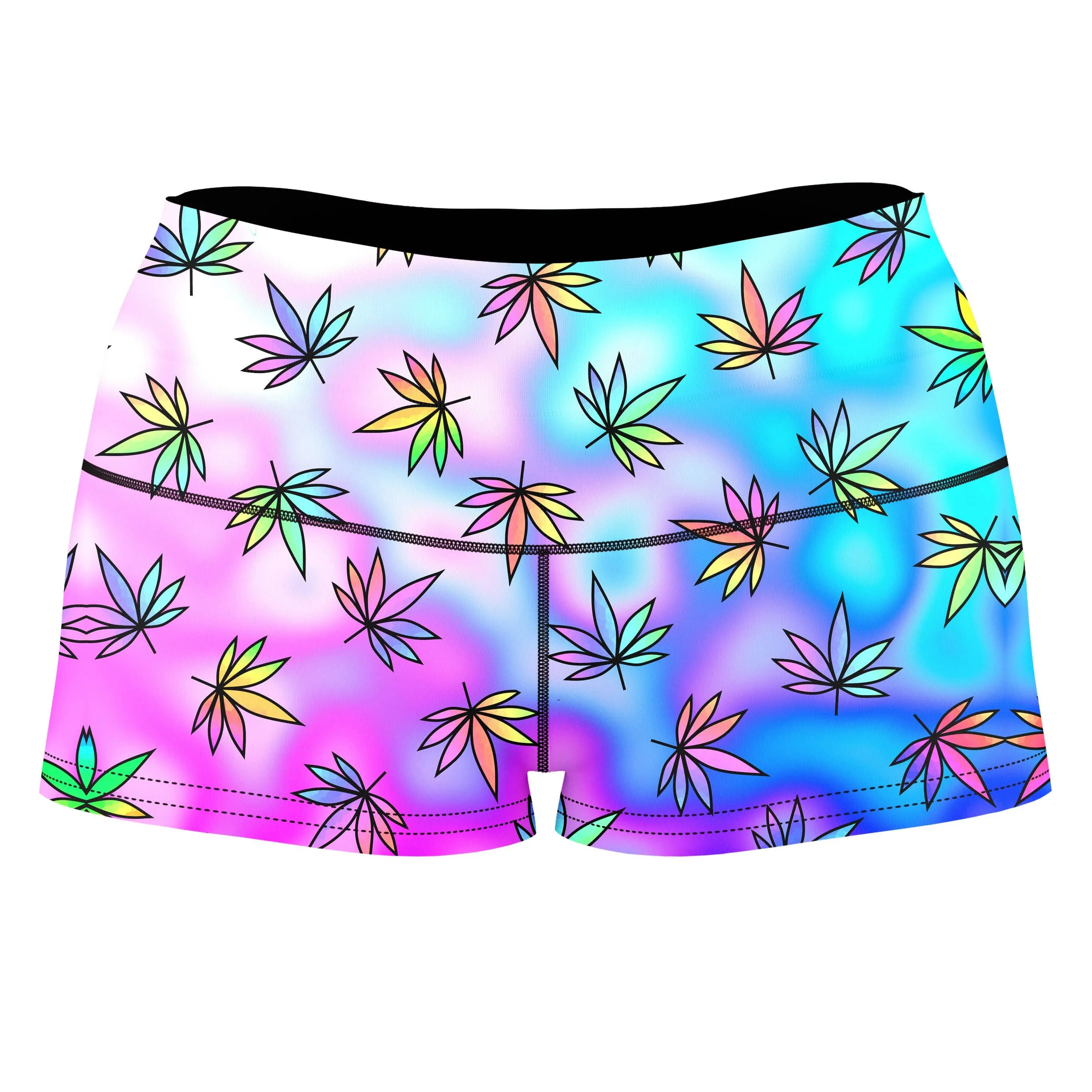 Cascading Marijuana High-Waisted Women's Shorts sold by iEDM