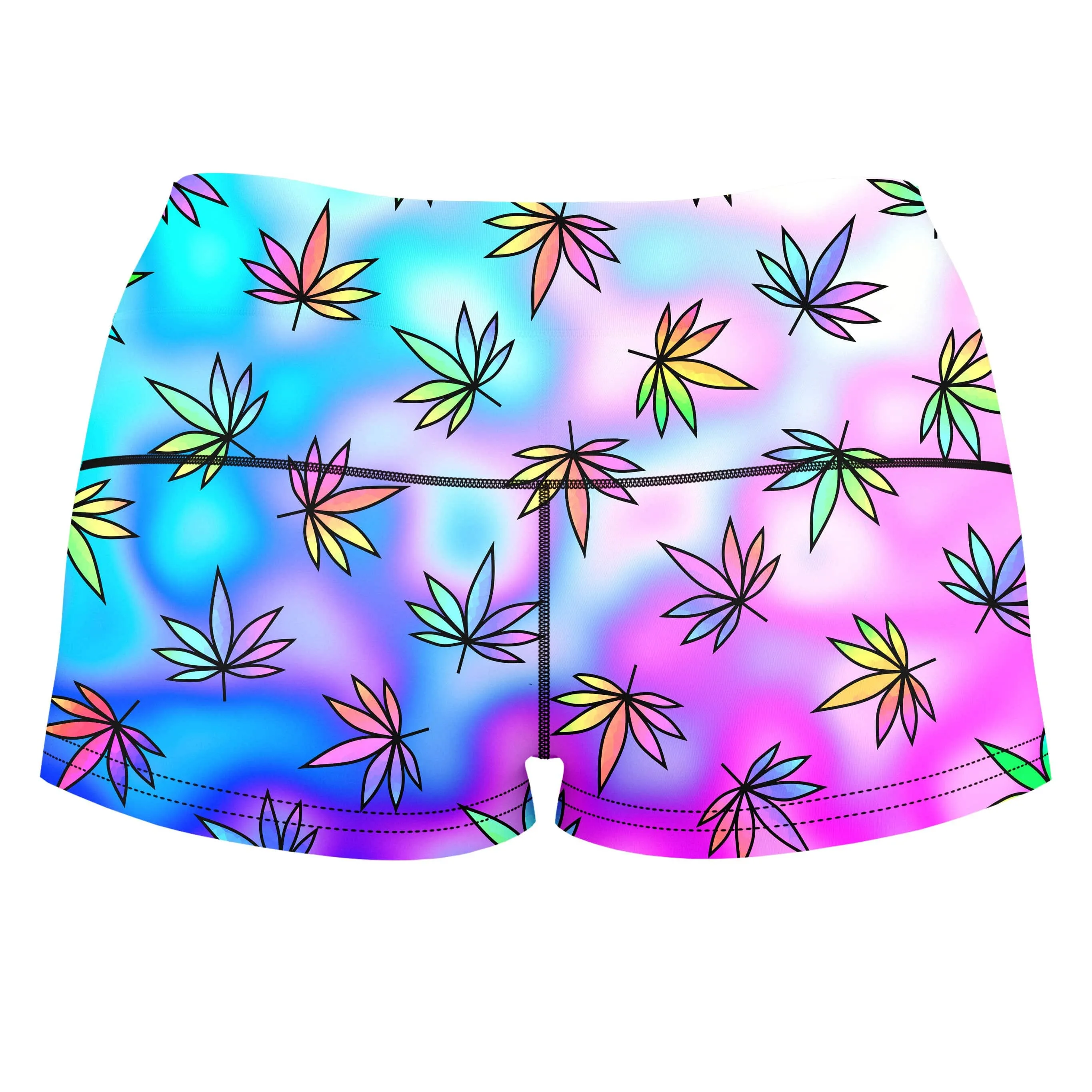 Cascading Marijuana High-Waisted Women's Shorts sold by iEDM product image thumbnail 2