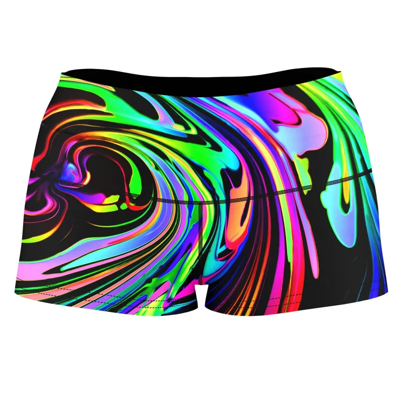 Cosmic Swirl High-Waisted Women's Shorts made by iEDM