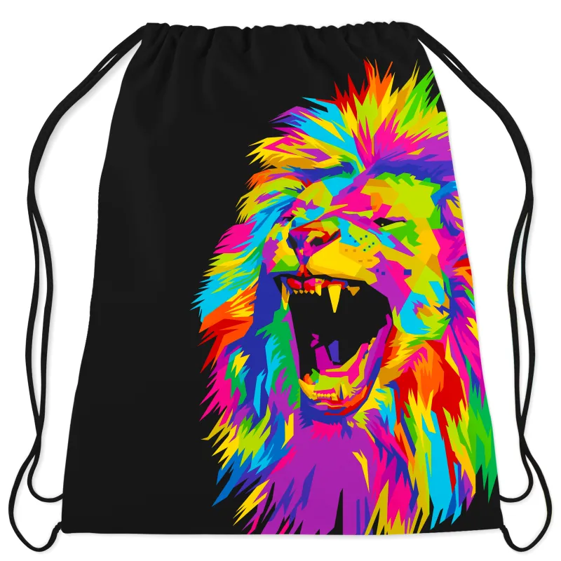 Psychedelic Lion Drawstring Bag sold by iEDM