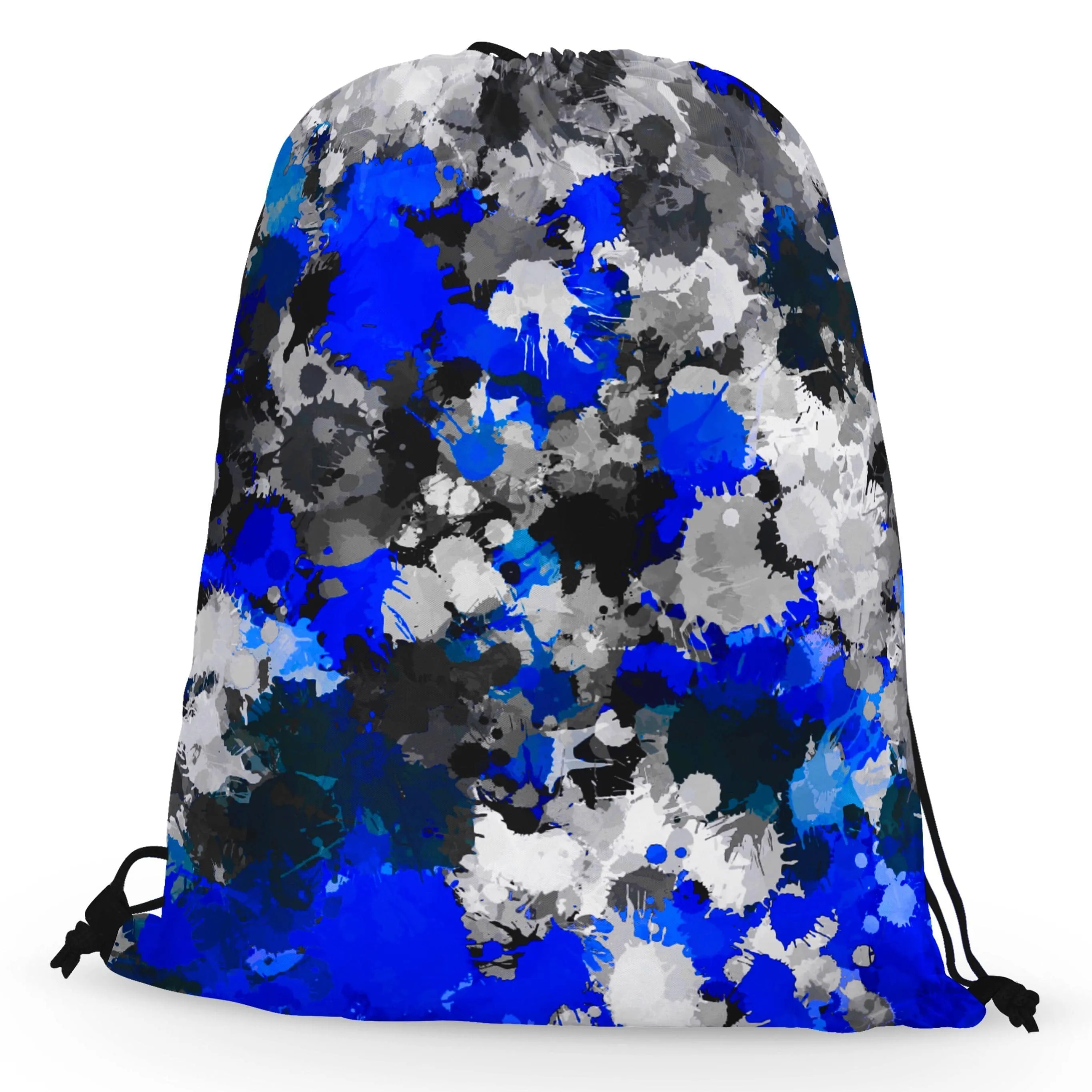 Blue and Grey Paint Splatter Drawstring Bag sold by iEDM product image thumbnail 2