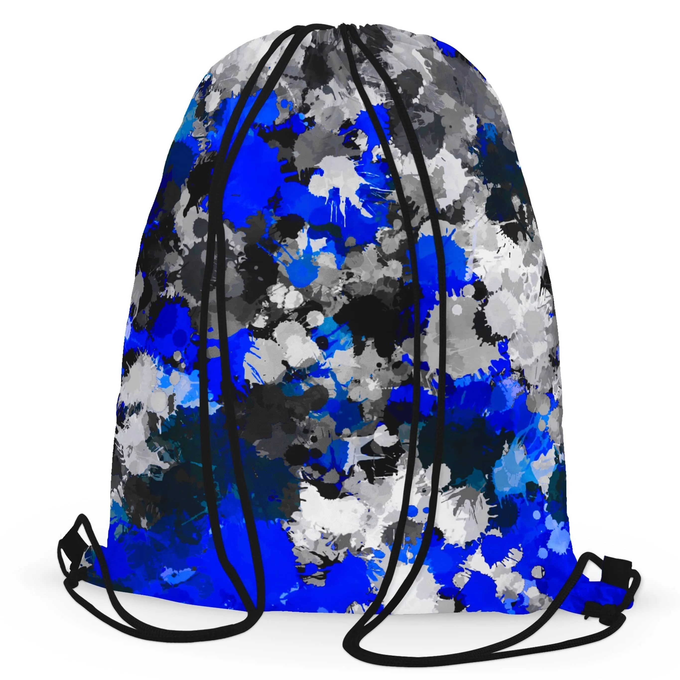 Blue and Grey Paint Splatter Drawstring Bag sold by iEDM product image thumbnail 3