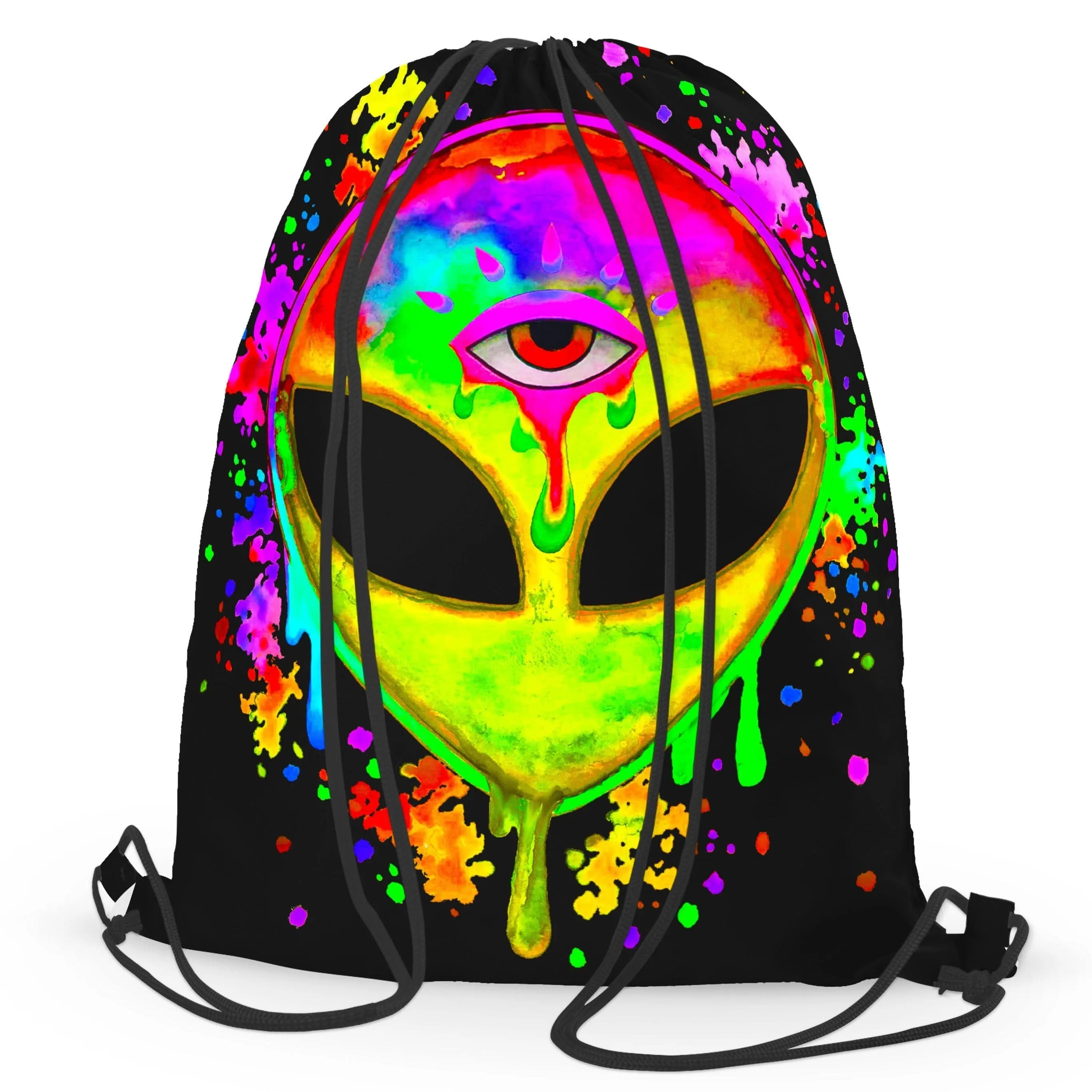 Splatter Alien Yellow Drawstring Bag sold by iEDM product image thumbnail 3