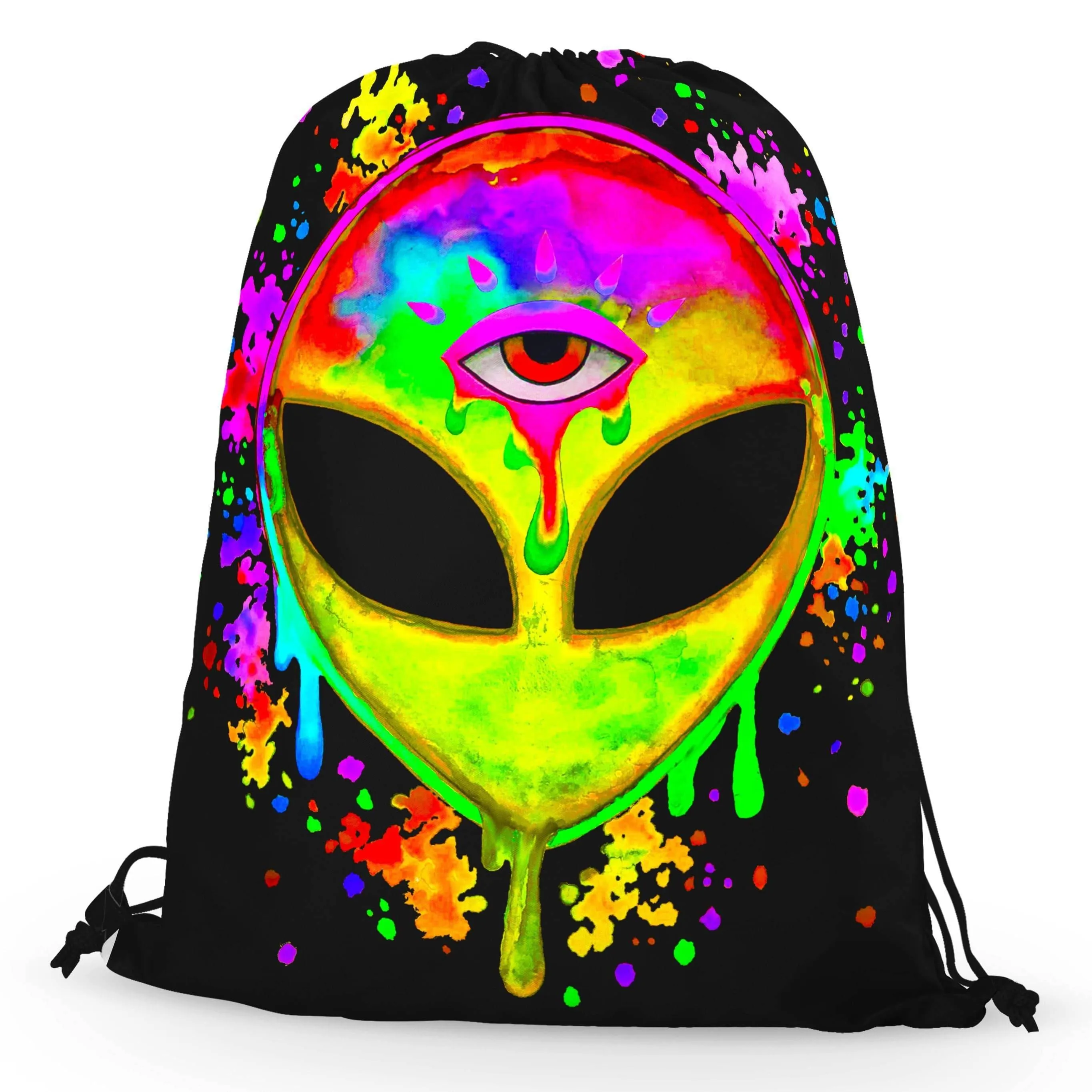 Splatter Alien Yellow Drawstring Bag sold by iEDM product image thumbnail 2
