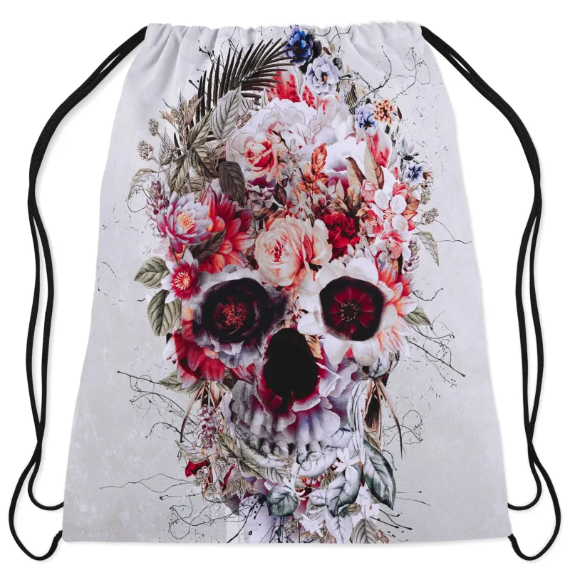 Floral Skull Drawstring Bag sold by iEDM