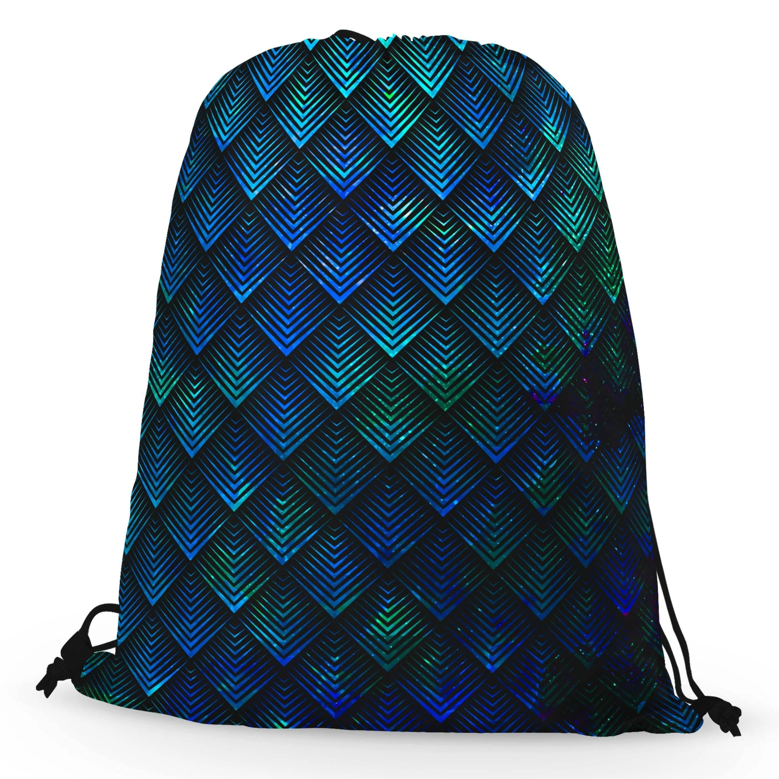 Galactic Dragon Scale Teal Drawstring Bag sold by iEDM product image thumbnail 2