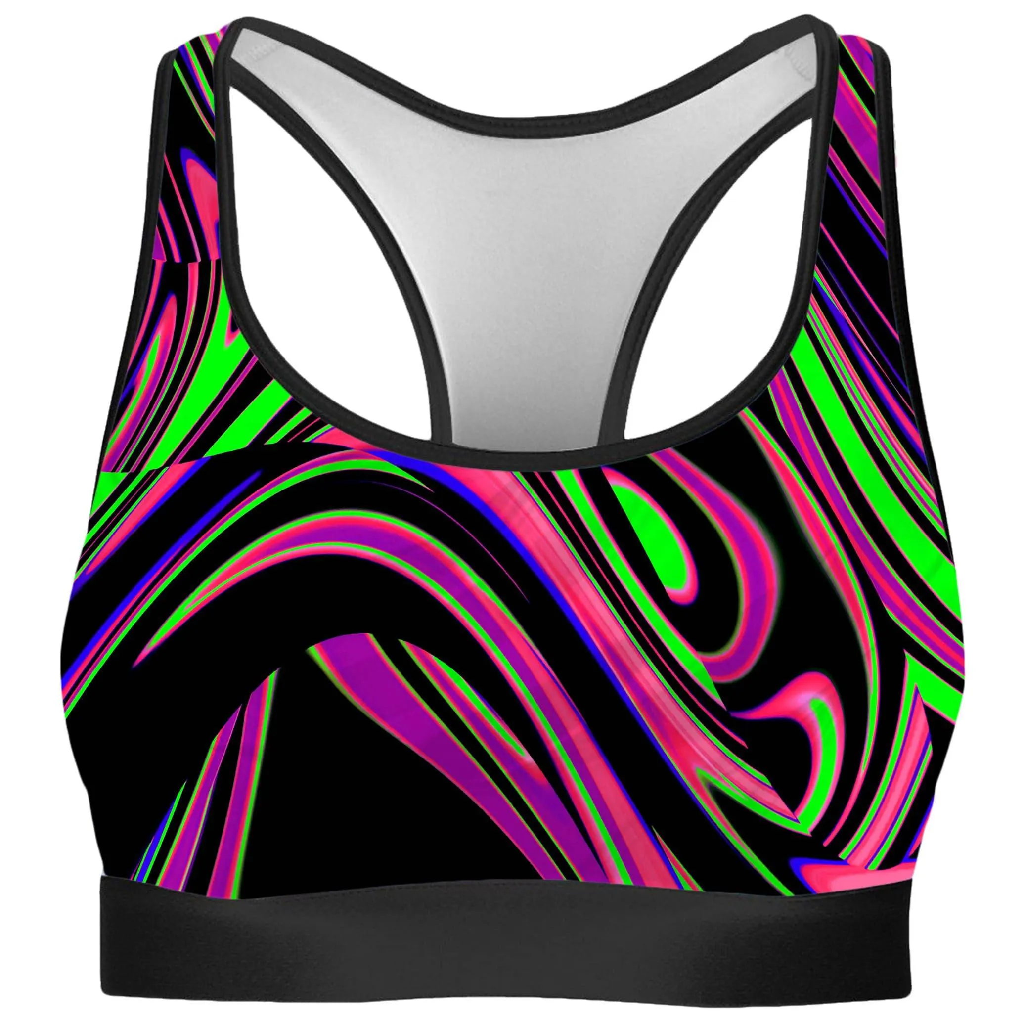 Pink and Green Blackout Drip Rave Bra sold by iEDM