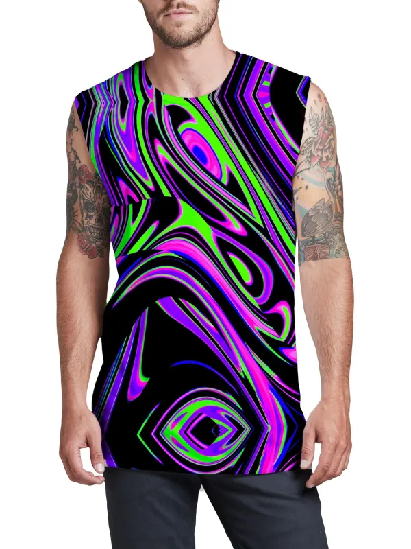 Violet and Lime Blackout Drip Men's Muscle Tank sold by iEDM