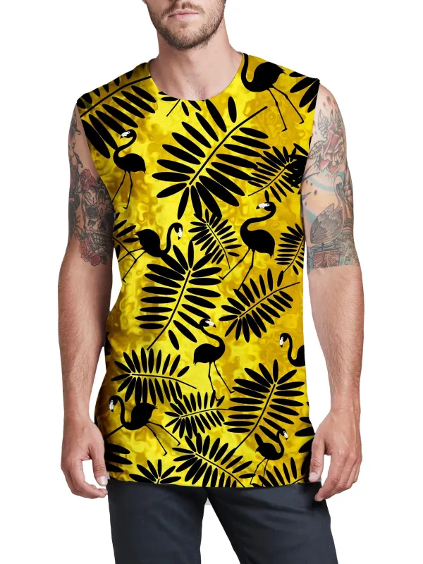 Tropical Black Flamingos Men's Muscle Tank sold by iEDM