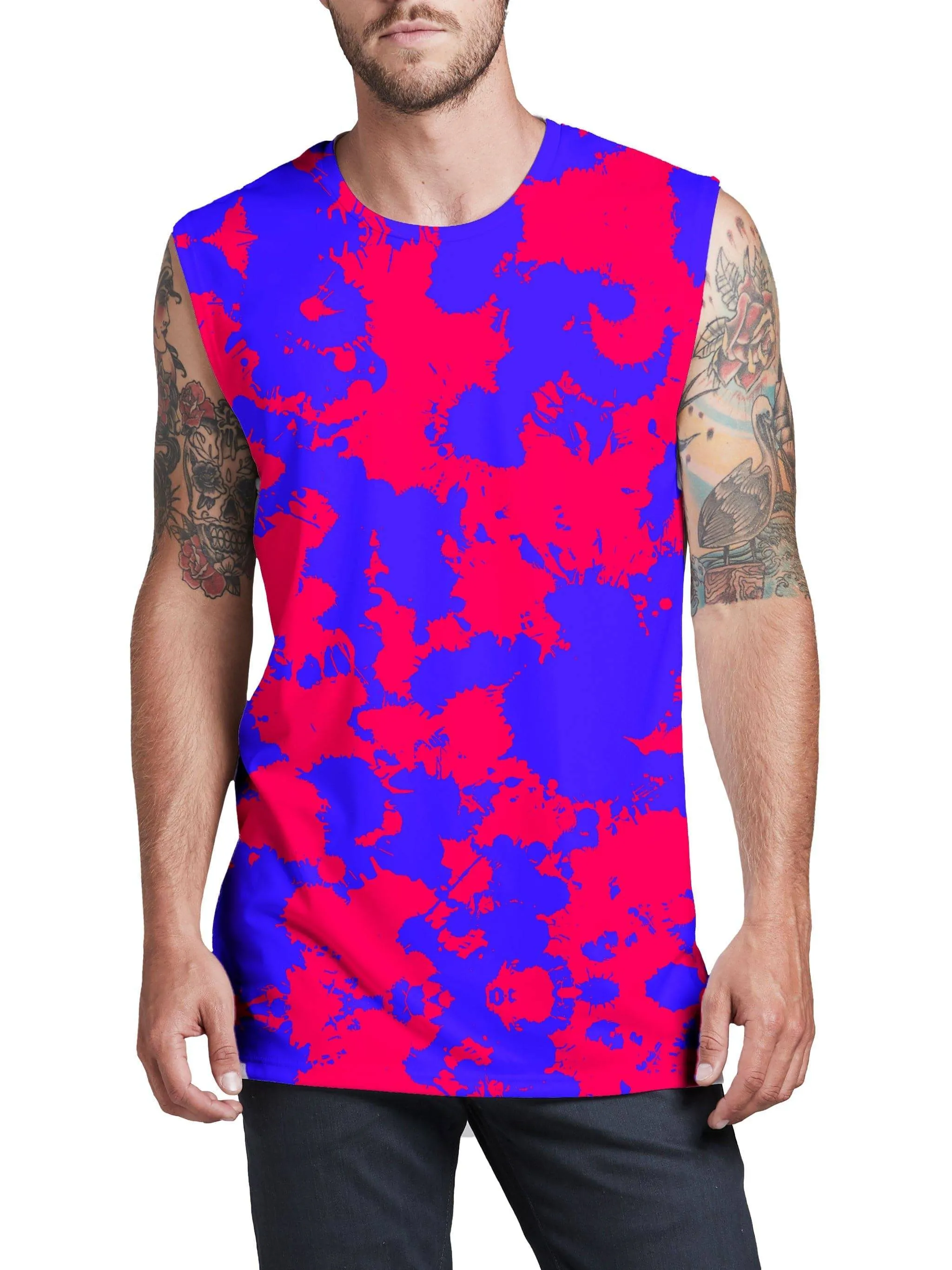 Pink and Violet Paint Splatter Men's Muscle Tank sold by iEDM