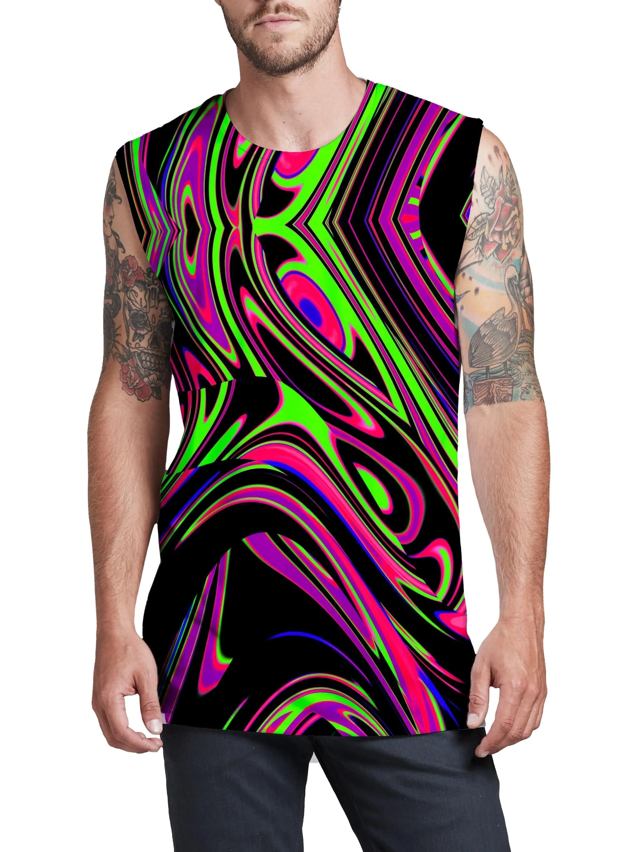 Pink and Green Blackout Drip Men's Muscle Tank sold by iEDM