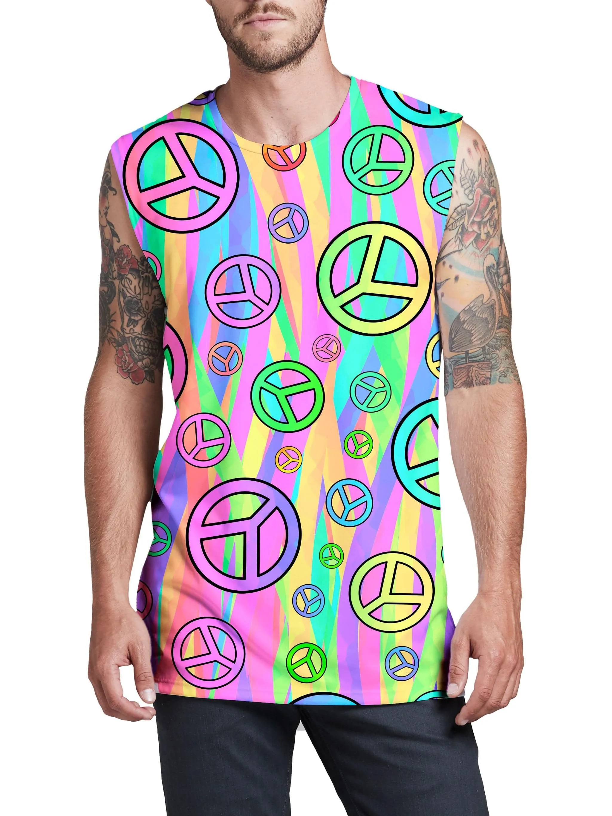 Retro Peace Symbol Men's Muscle Tank sold by iEDM