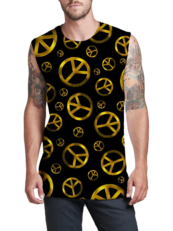 Peace Sign Gold Men's Muscle Tank sold by iEDM