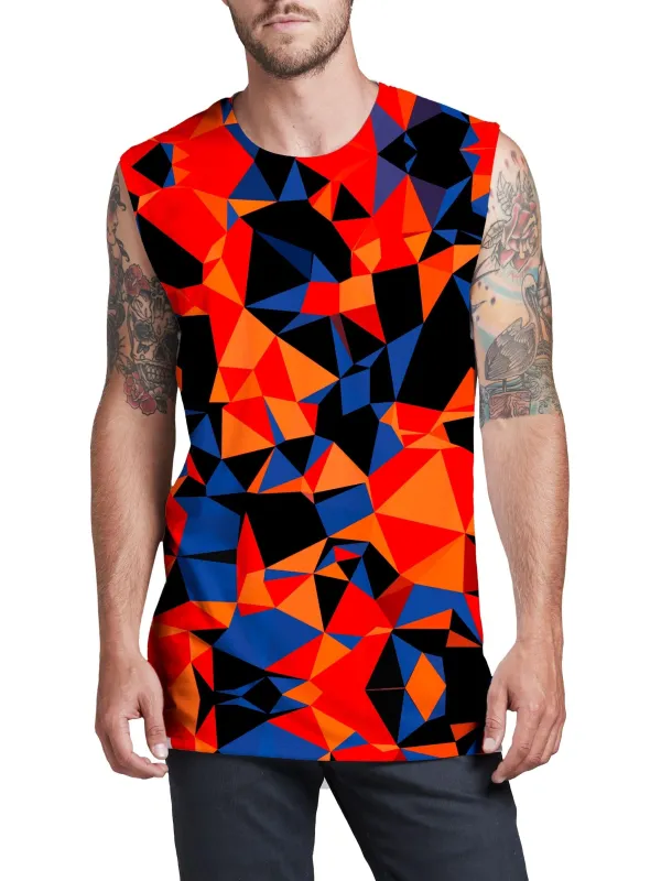Orange and Black Geo Men's Muscle Tank sold by iEDM