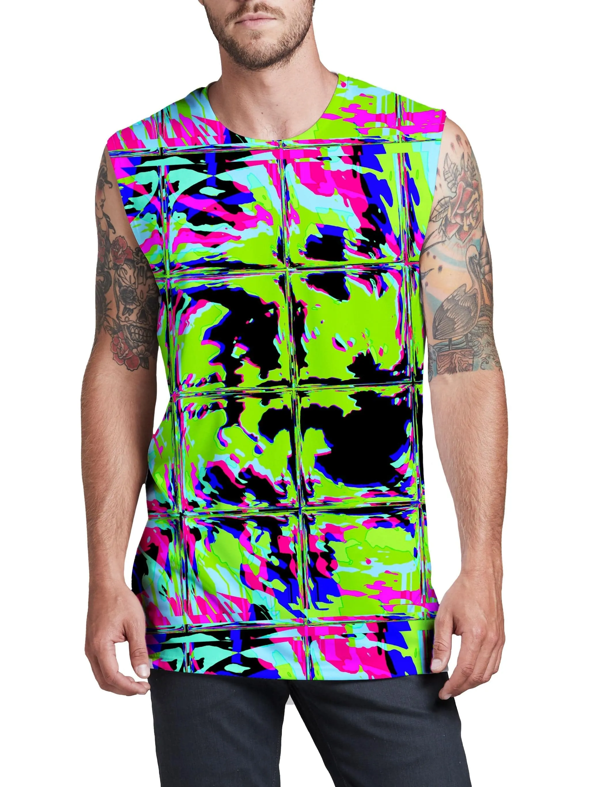 Blacklight Rave Glitch Men's Muscle Tank sold by iEDM