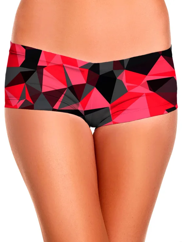 Red and Black Geo Booty Shorts sold by iEDM
