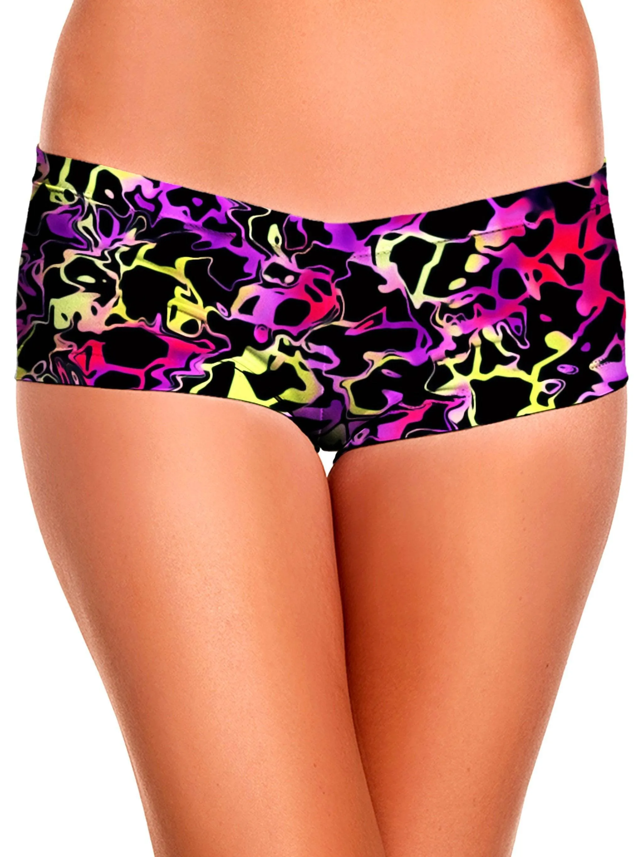Psychedelic Rainbow Leopard Booty Shorts sold by iEDM