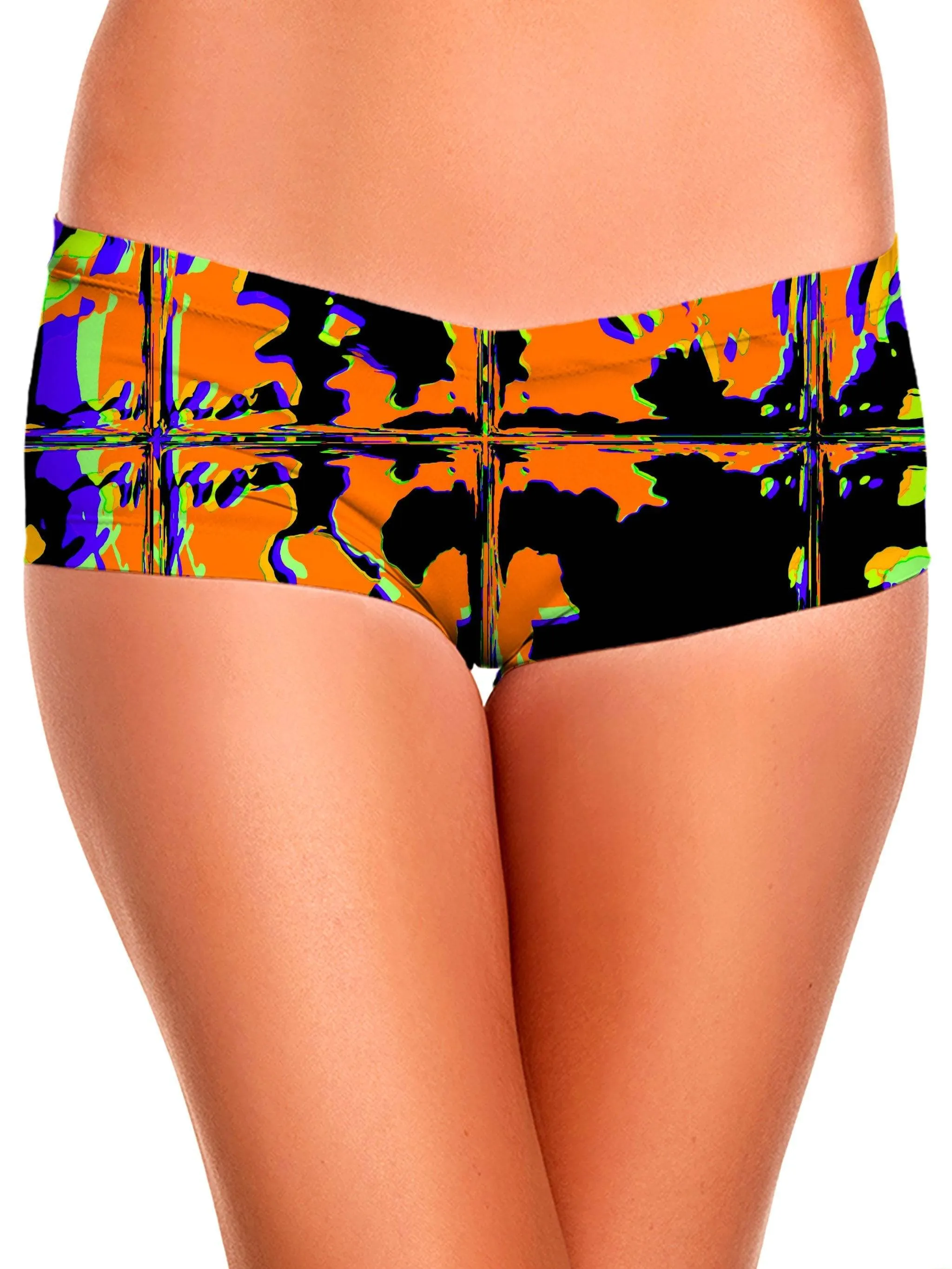 Orange Violet Rave Glitch Booty Shorts sold by iEDM