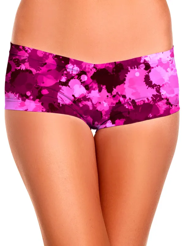 Pink Berry Paint Splatter Booty Shorts sold by iEDM