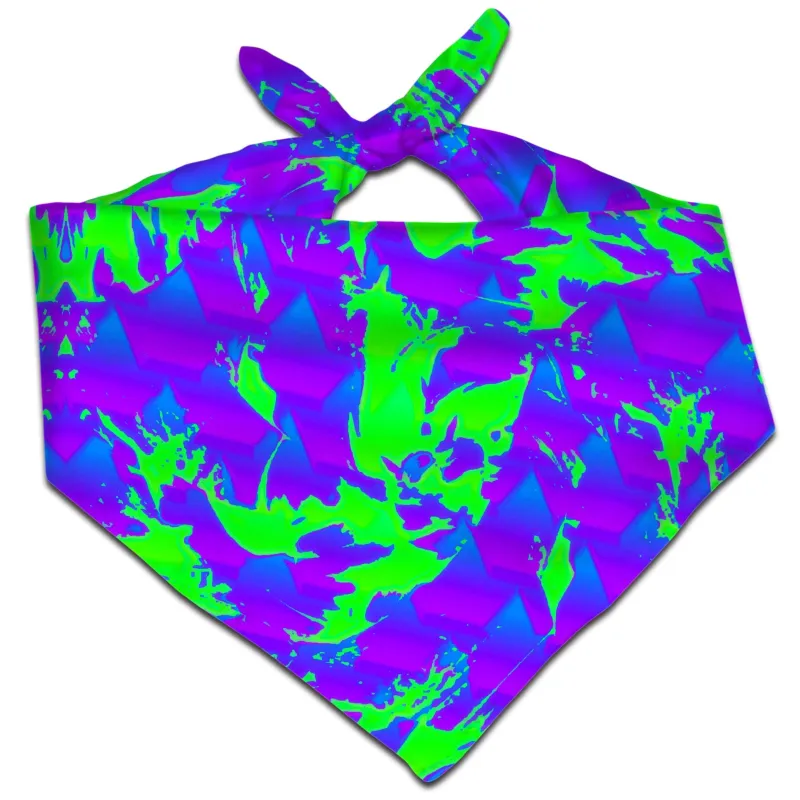 Green and Purple Hypno Splatter Bandana sold by iEDM
