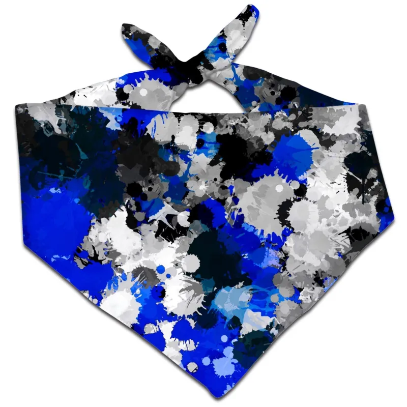 Blue and Grey Paint Splatter Bandana sold by iEDM